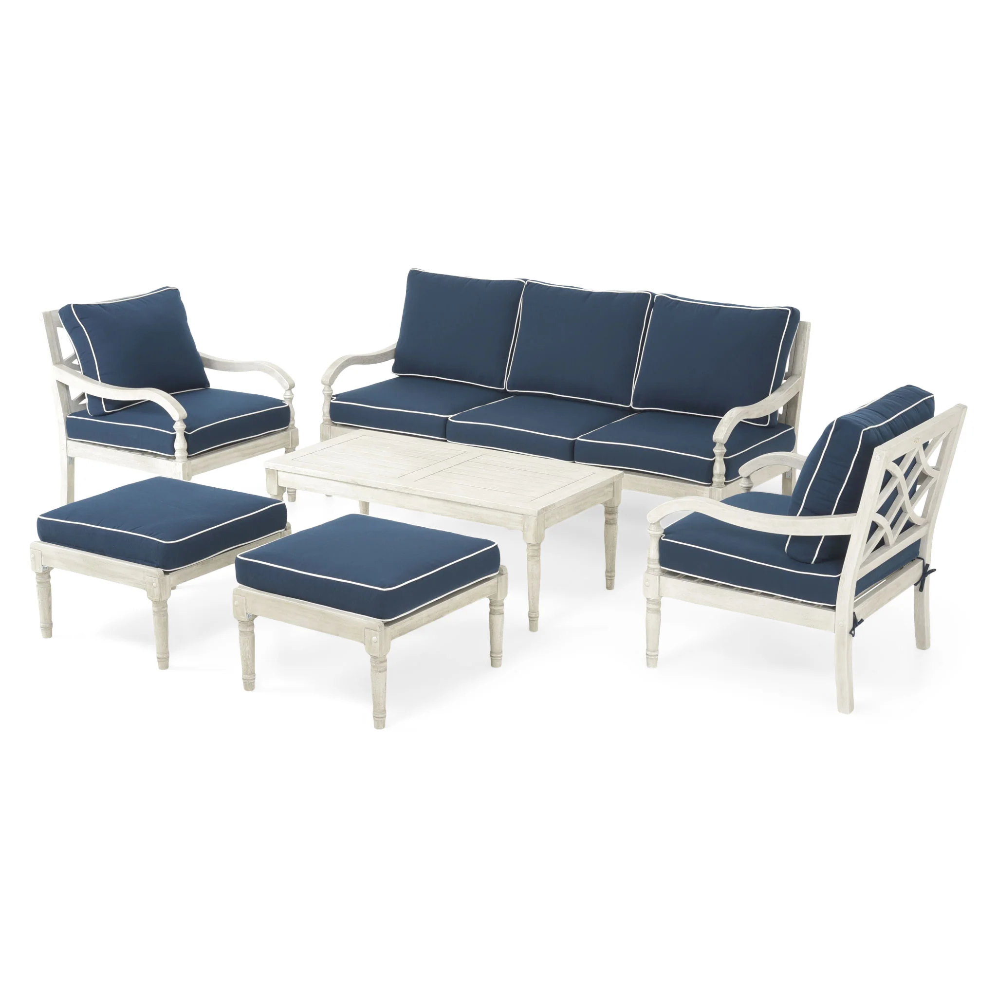MARIE Set mobilier terasă/grădină, 2 fotolii, canapea, 2 taburete și măsuță - Image 3