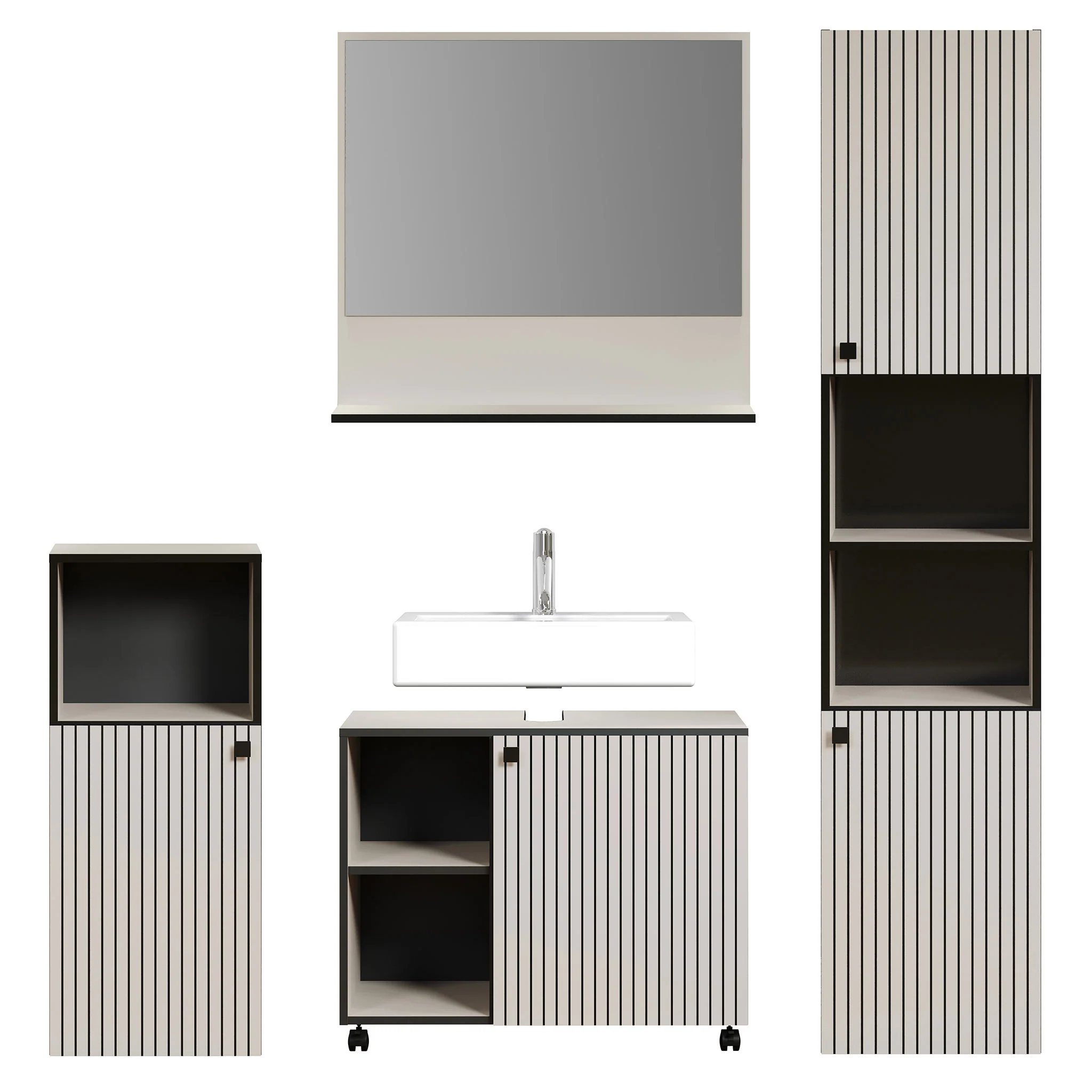 PURE BLISS Set mobilier baie, mască lavoar, coloană, dulap baie, oglindă - Image 10