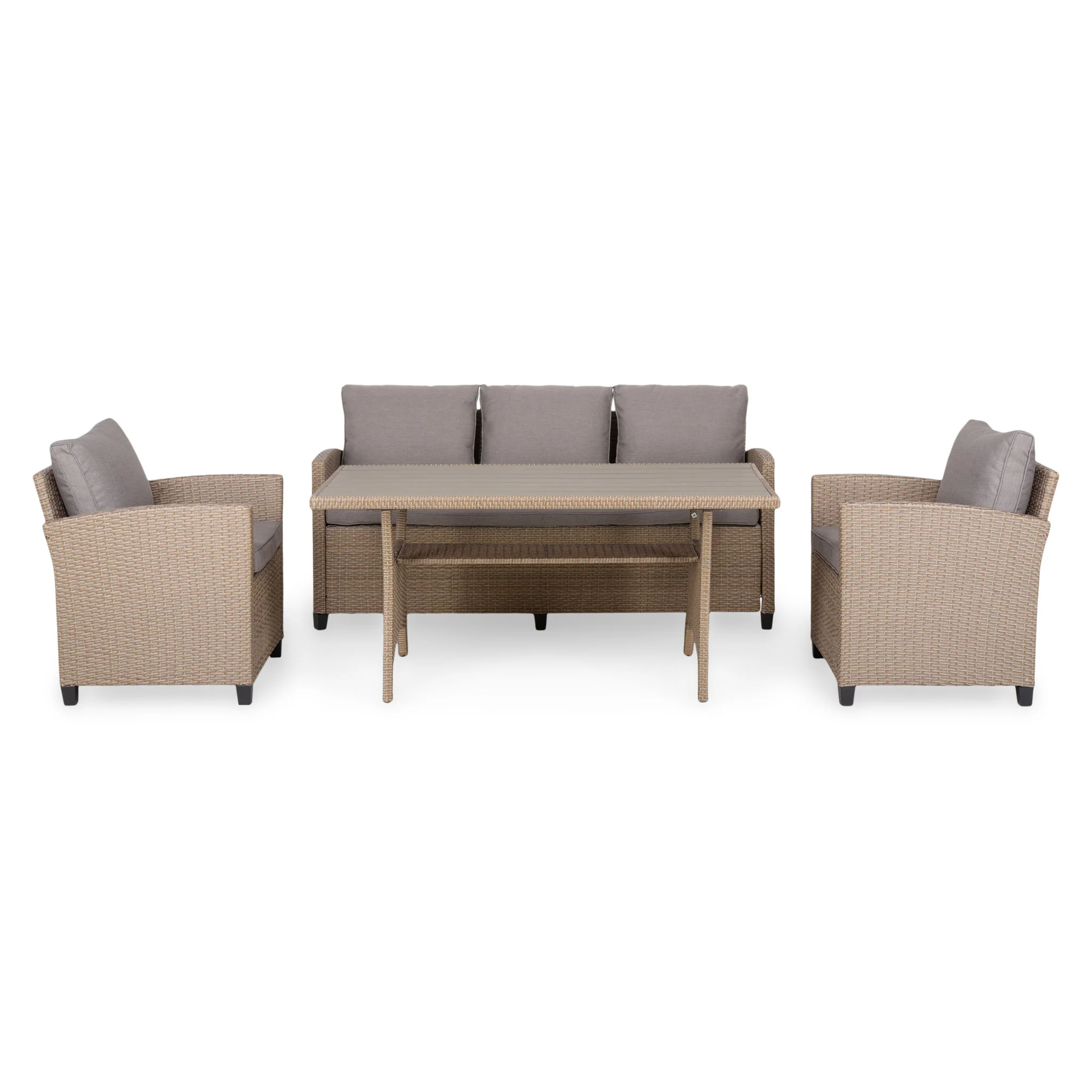 BAXTER Set mobilier terasă/grădină, 2 fotolii, canapea și masă