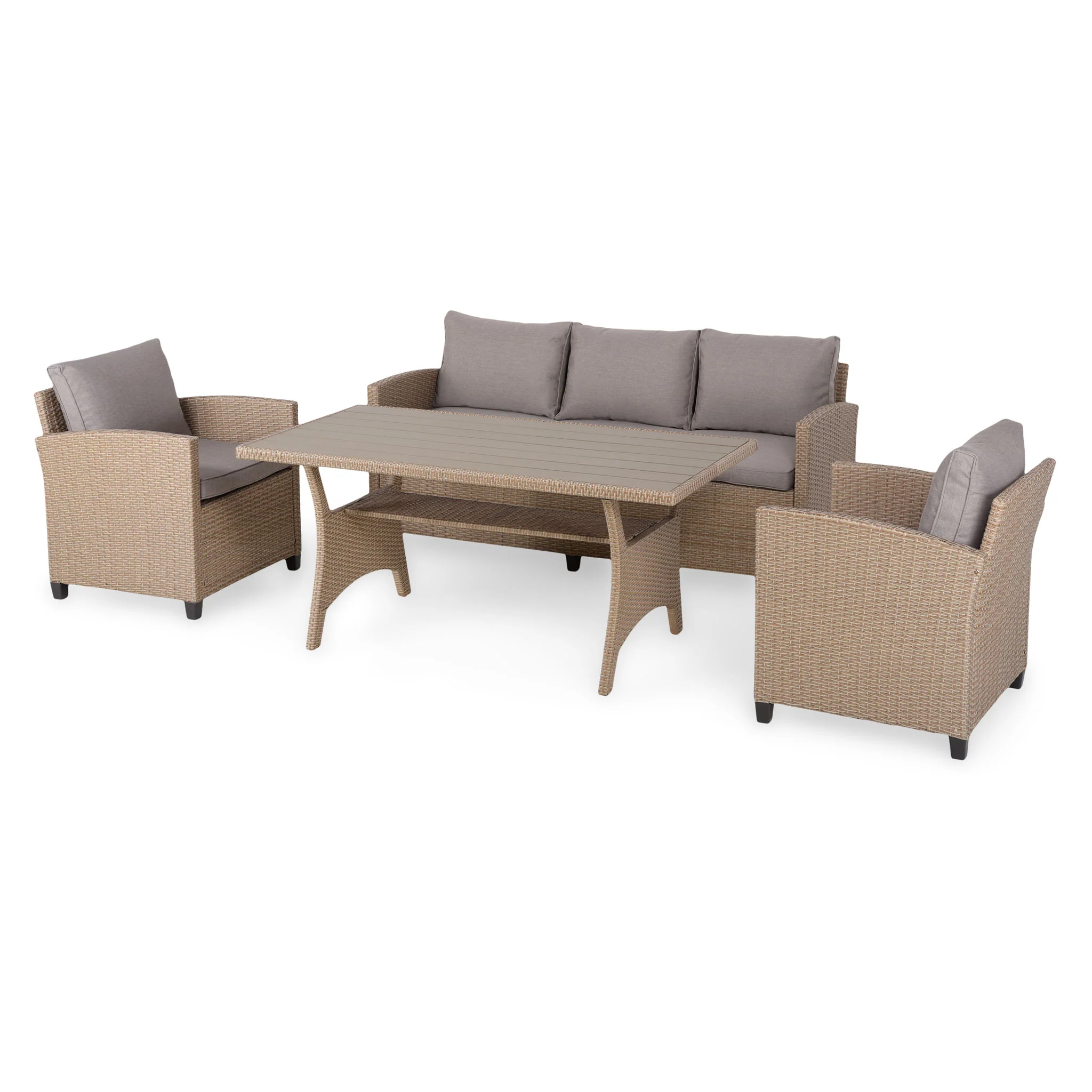 BAXTER Set mobilier terasă/grădină, 2 fotolii, canapea și masă - Image 2