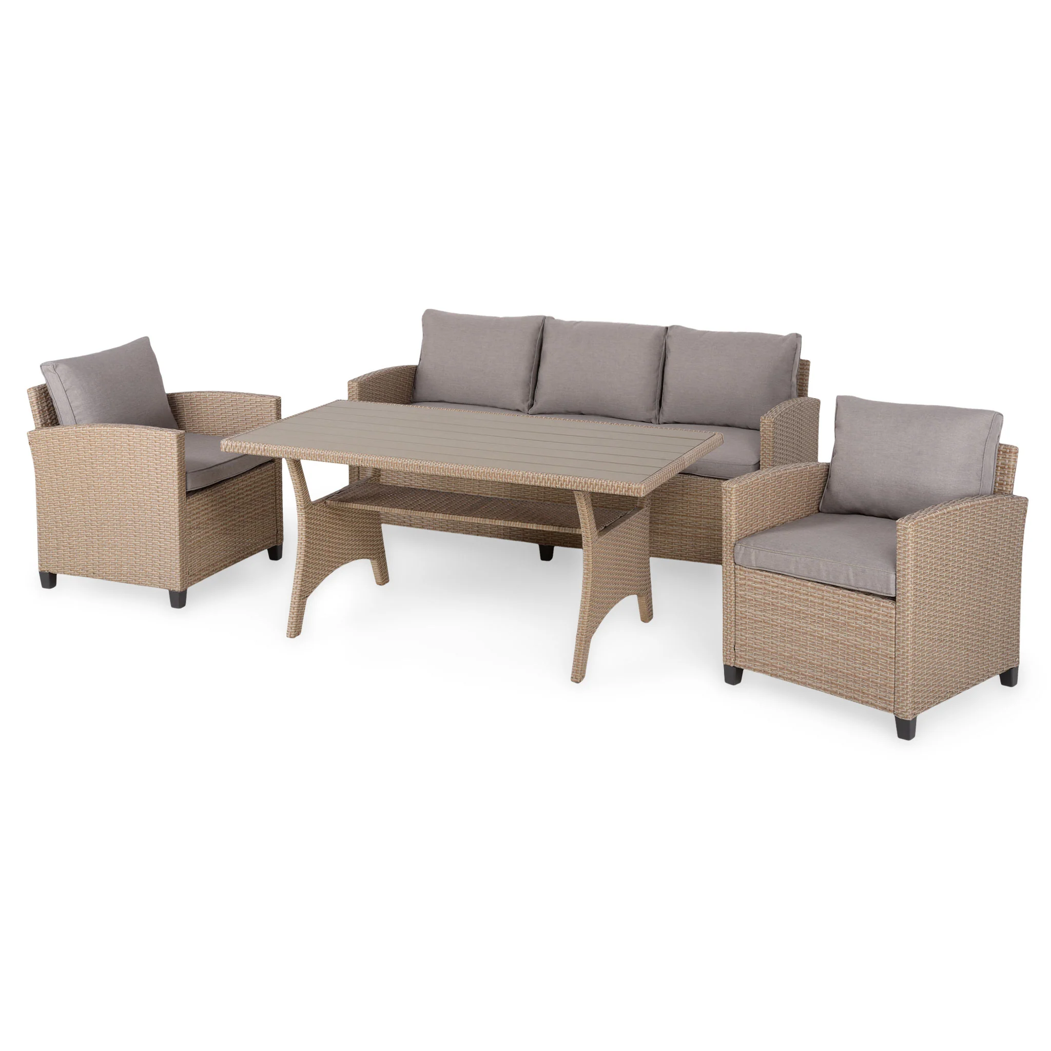BAXTER Set mobilier terasă/grădină, 2 fotolii, canapea și masă - Image 3