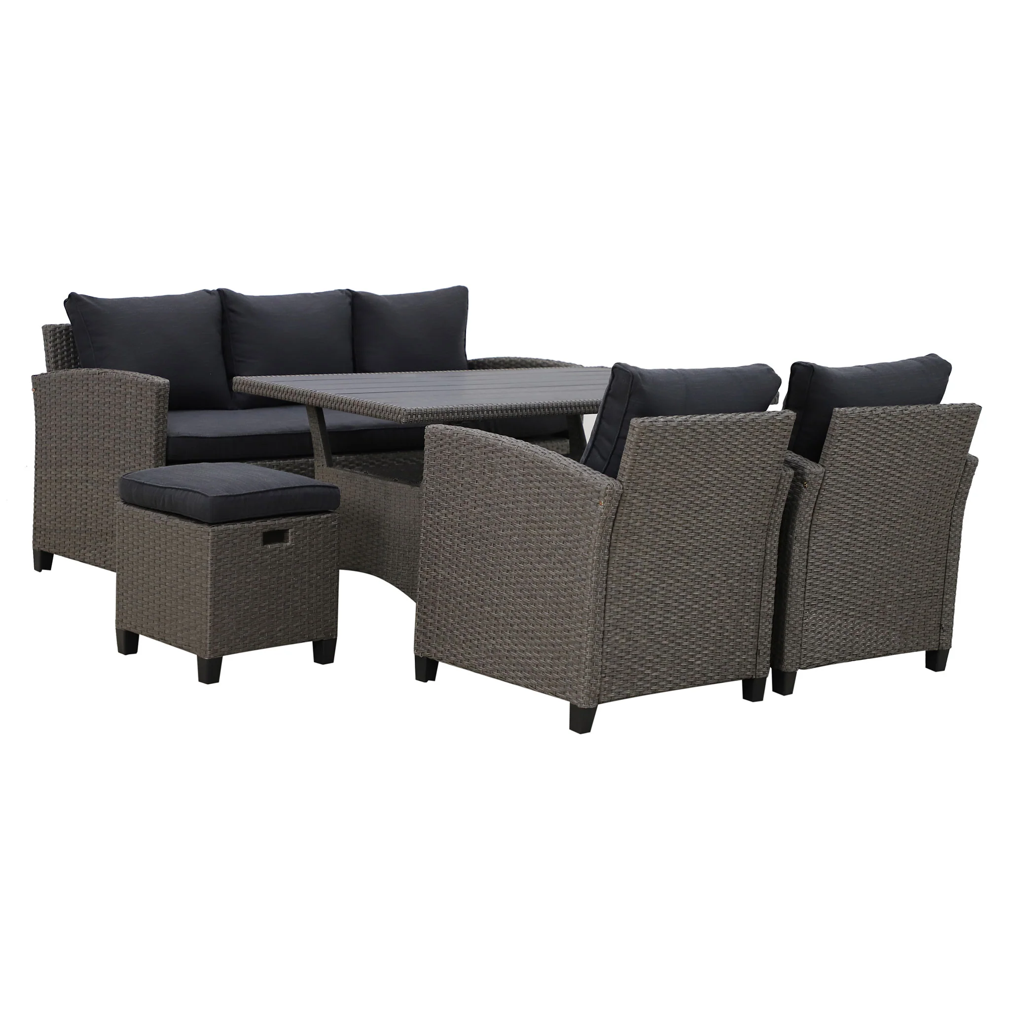 BAXTER Set mobilier terasă/grădină, 2 fotolii, canapea 3 locuri, 2 taburete și măsuță - Image 13