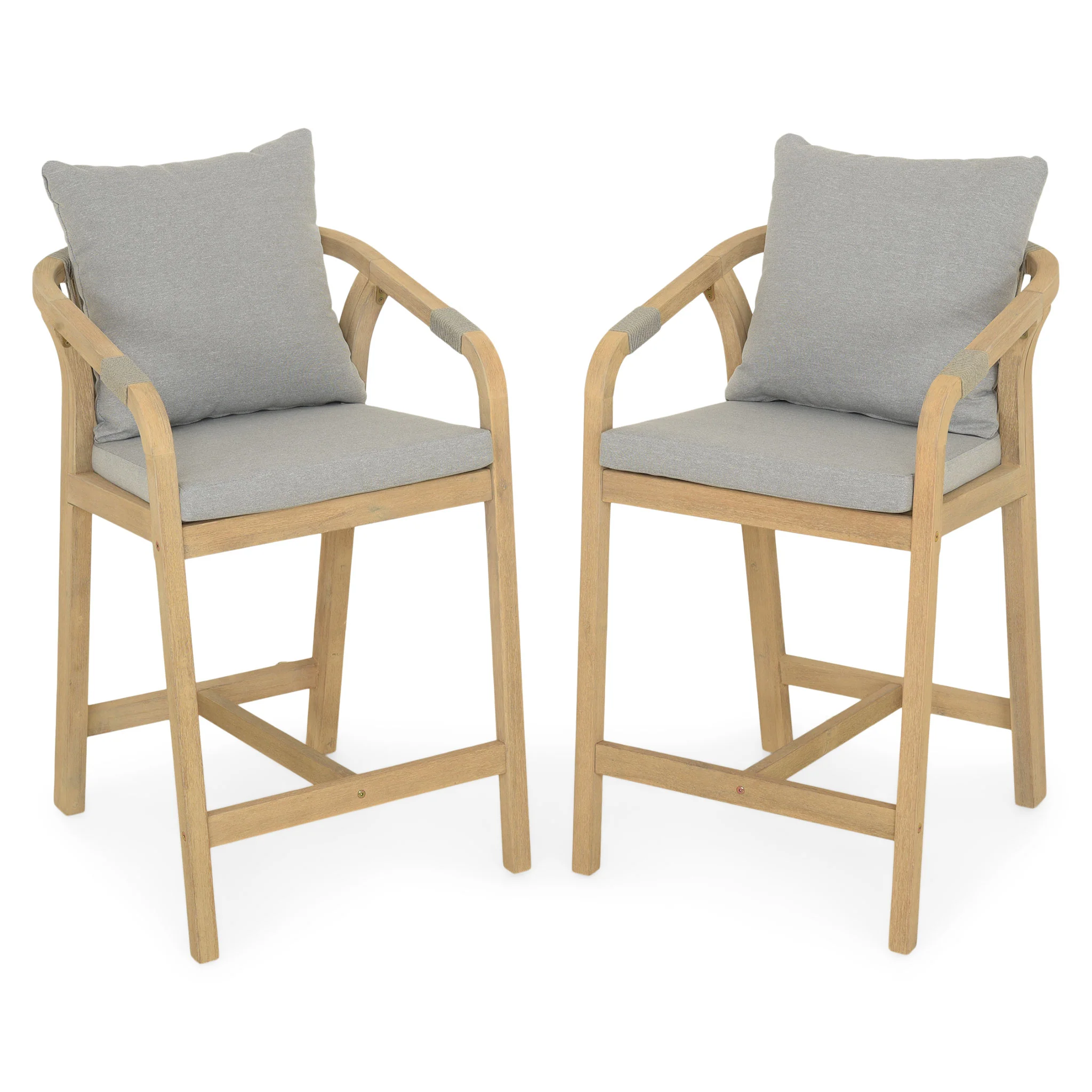ASHEN Set mobilier terasă/grădină, 2 scaune bar