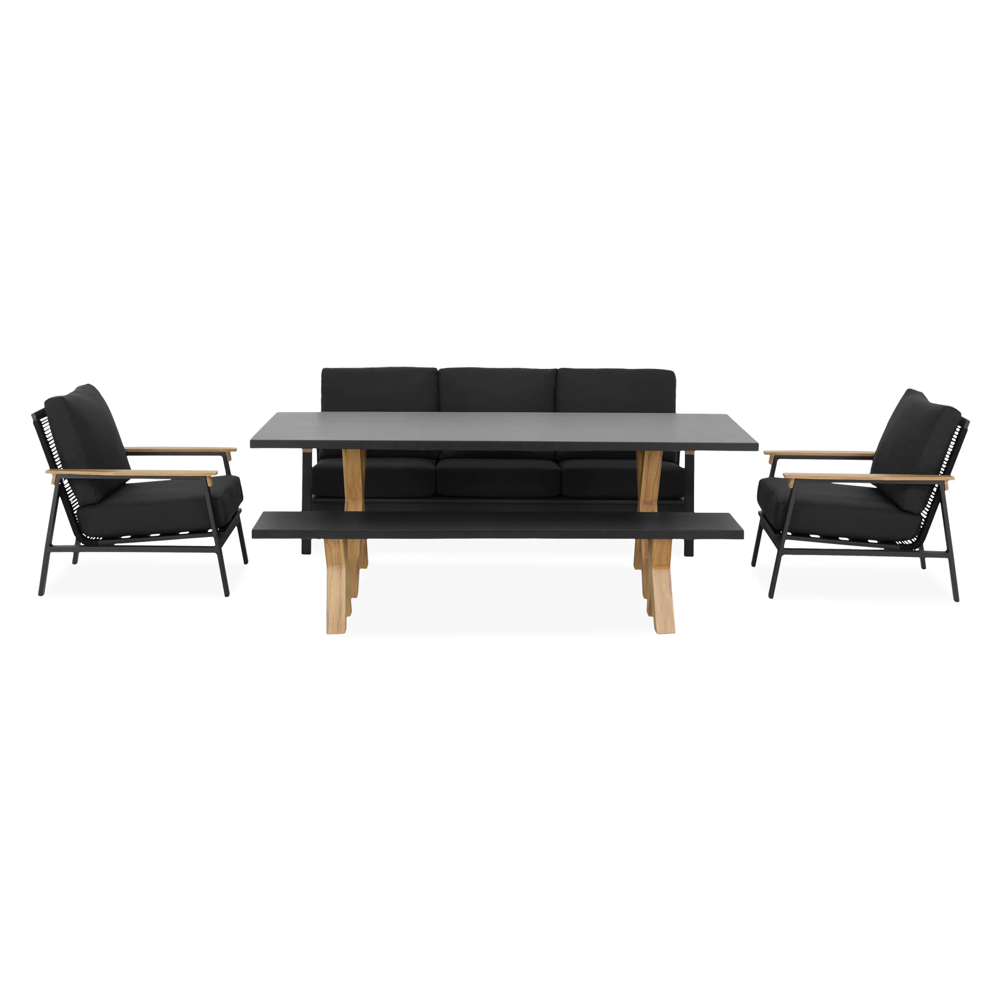ALESSIA Set mobilier terasă/grădină, 2 fotolii, banchetă, canapea și masă