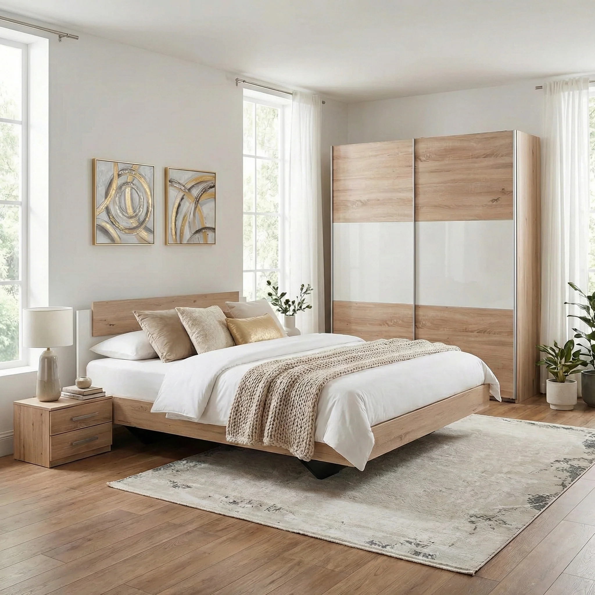 MIAMI Set mobilier dormitor, dulap, pat și 2 noptiere - Image 2