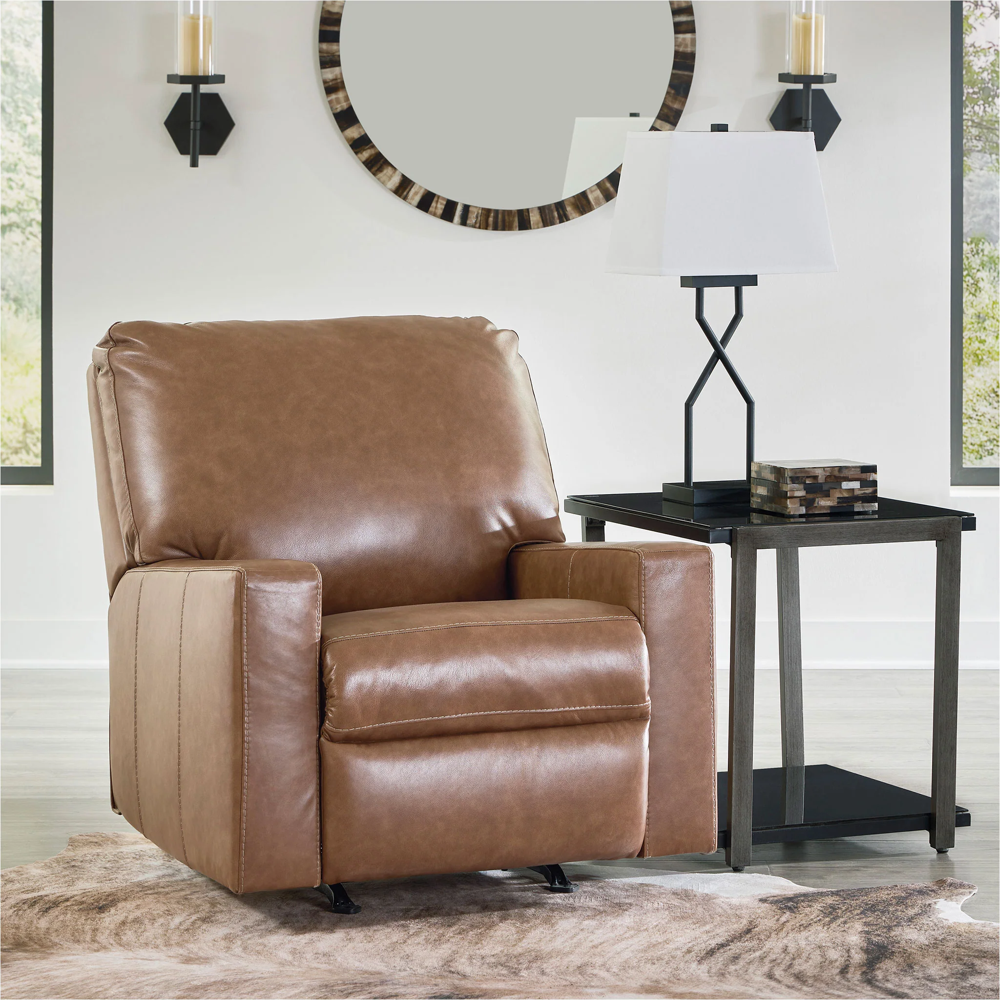 ANSLEY Fotoliu cu recliner manual, piele - Image 2
