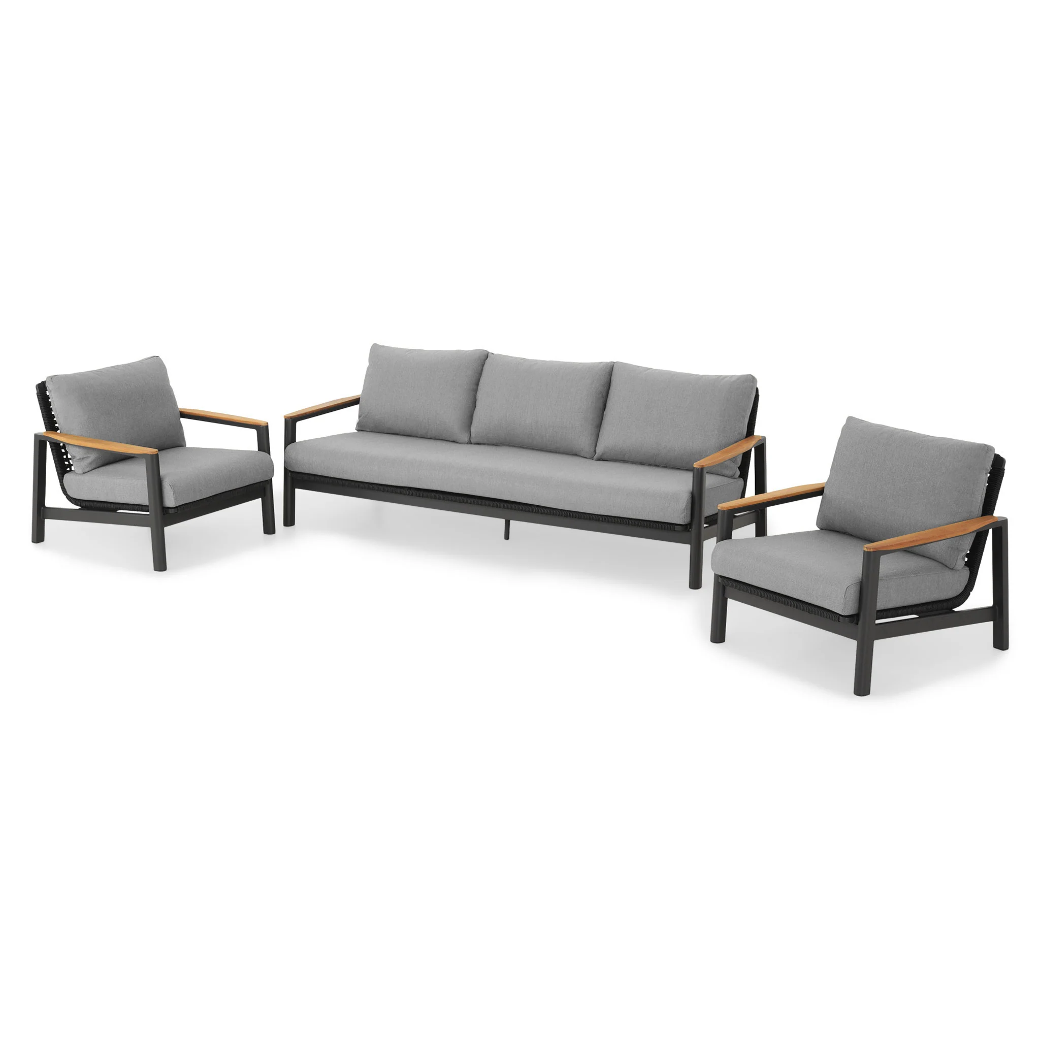 REYNE Set mobilier terasă/grădină, 2 fotolii, canapea și măsuță de cafea - Image 61