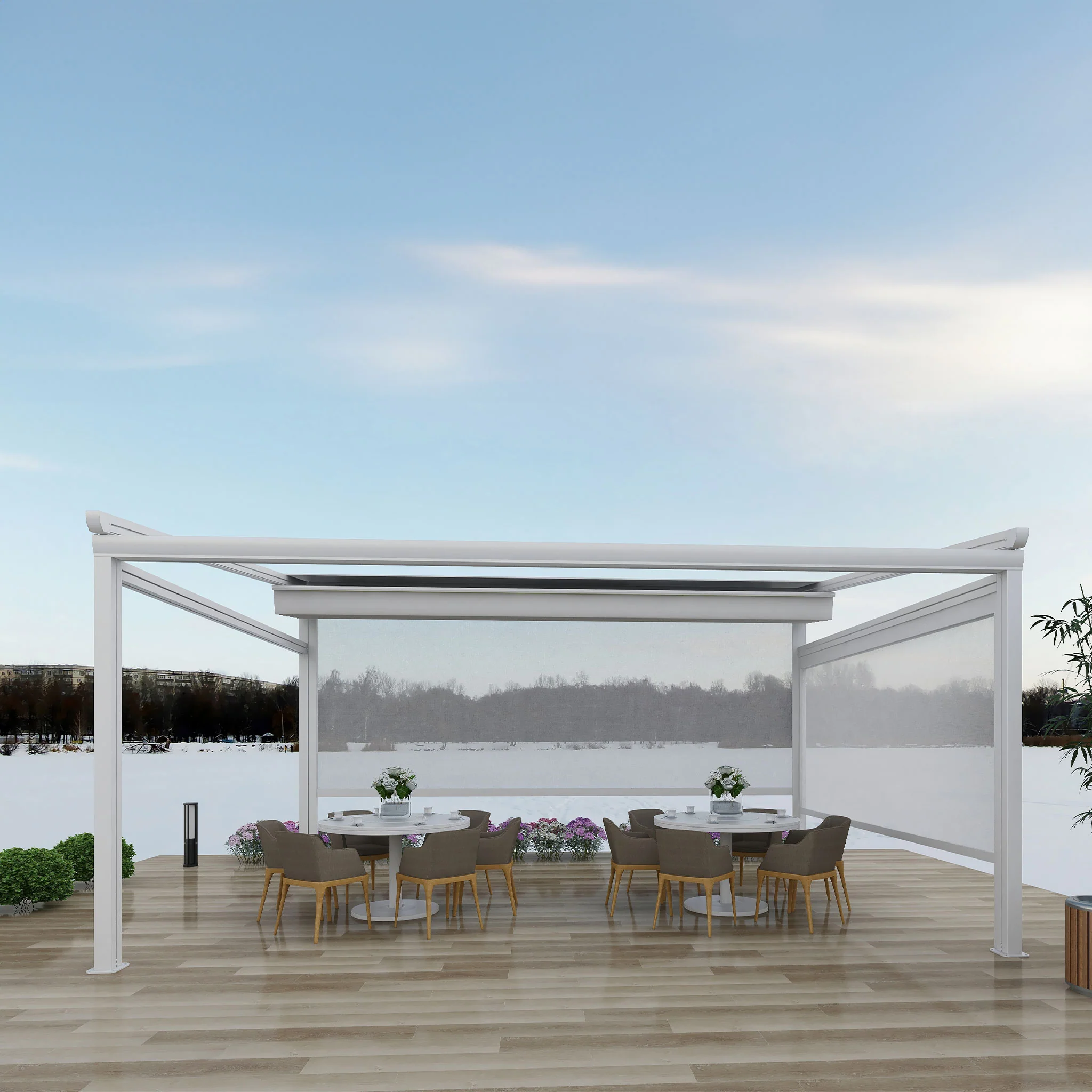 SUNJOY Pergolă bioclimatică motorizată, 350x400cm - Image 2