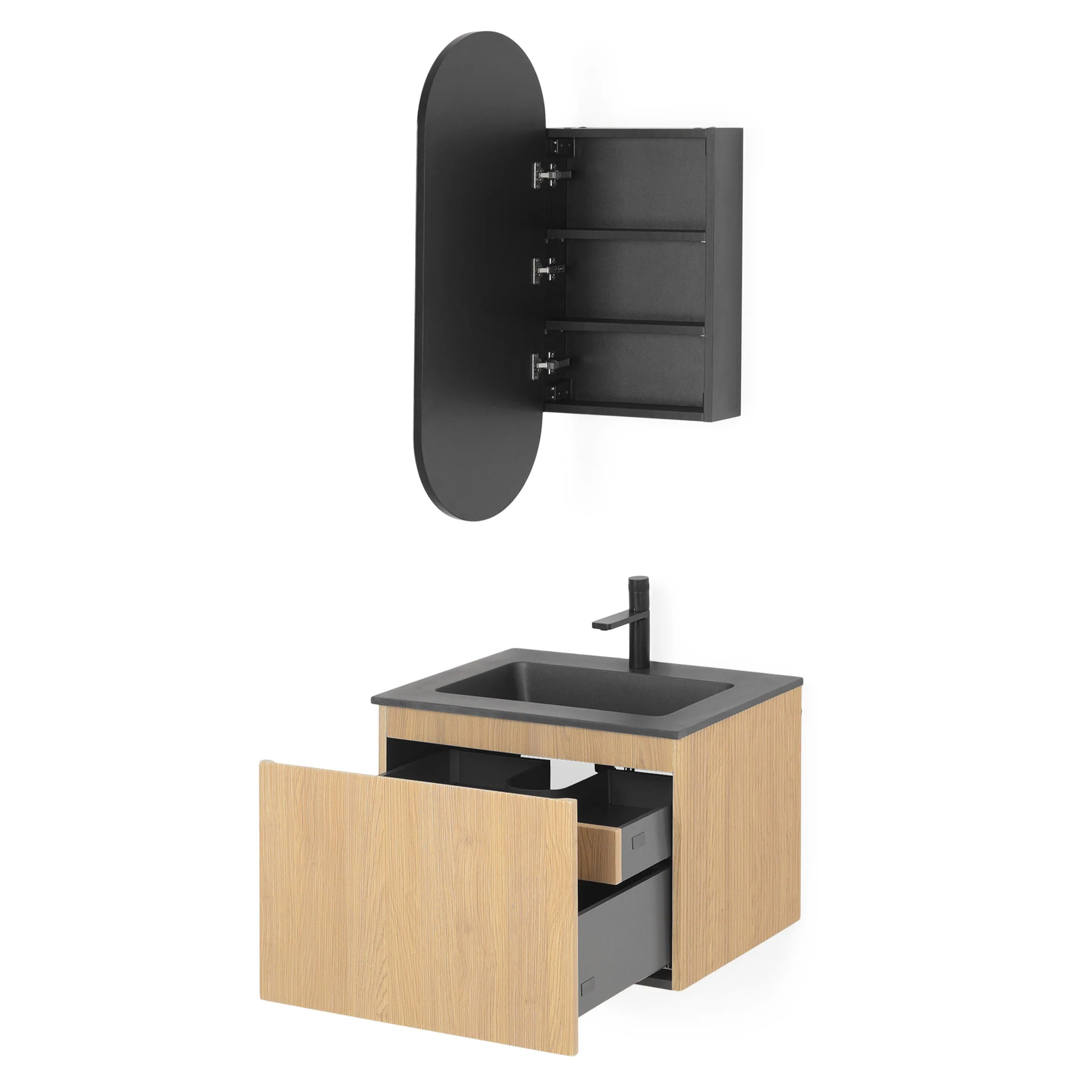 BRUNO Set mobilier baie, mască lavoar, dulap suspendat și lavoar - Image 3