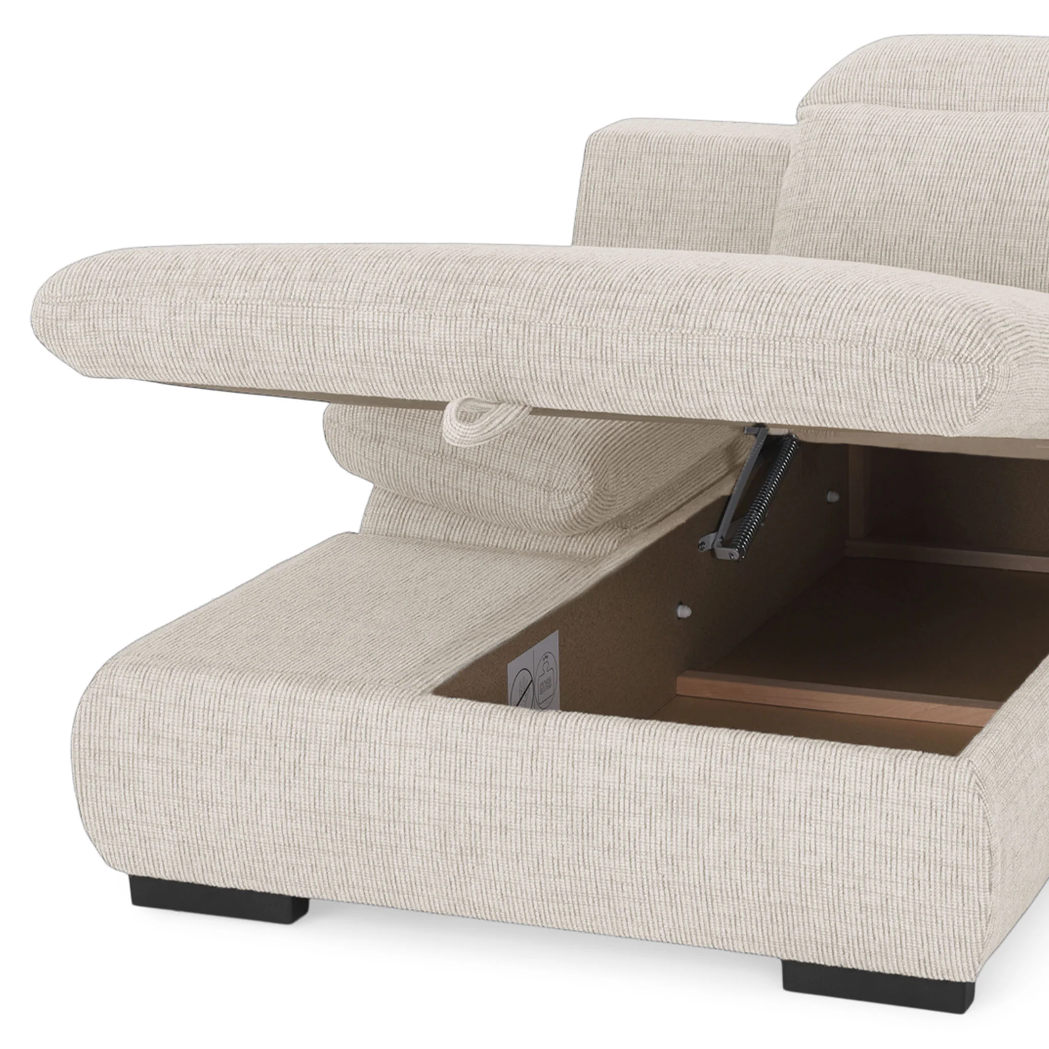 DAMIAN Colțar extensibil, șezlong stânga/dreapta, mecanism tetiere, ladă depozitare inclusă, stofă - Image 55