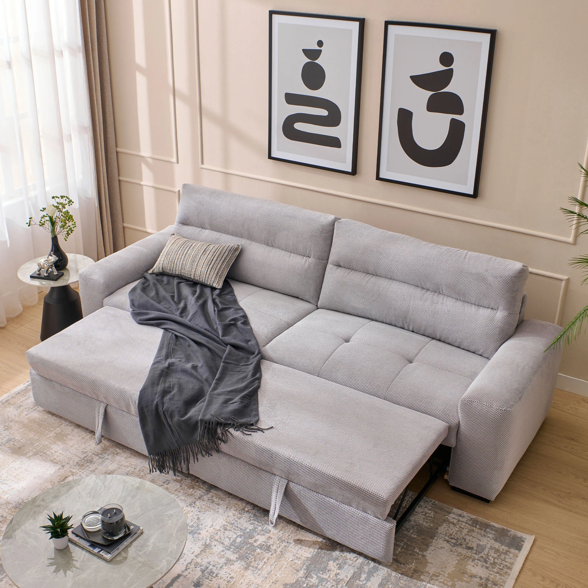 WIDE Canapea extensibilă, 4 locuri, stofă - Image 4