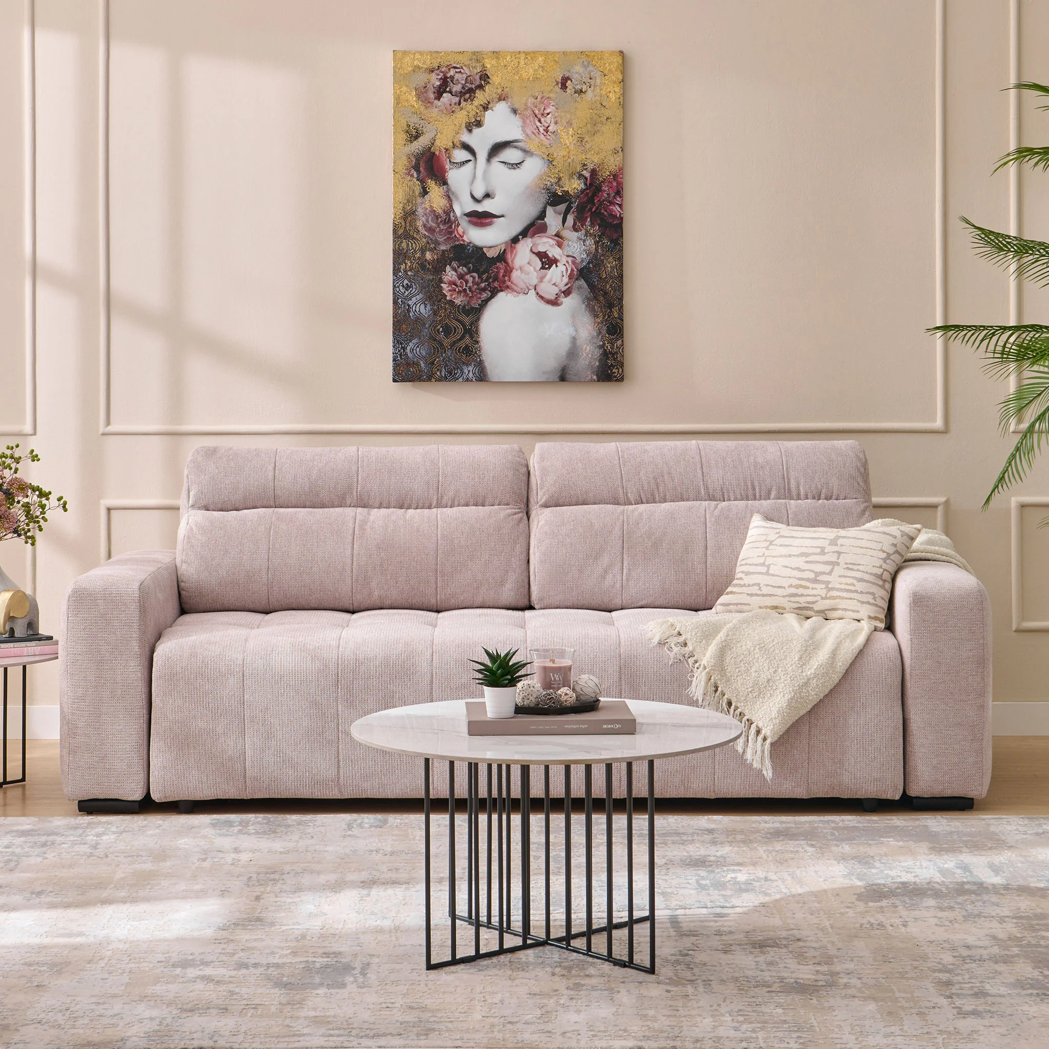 ALLYSON Canapea extensibilă, 3 locuri, stofă - Image 2