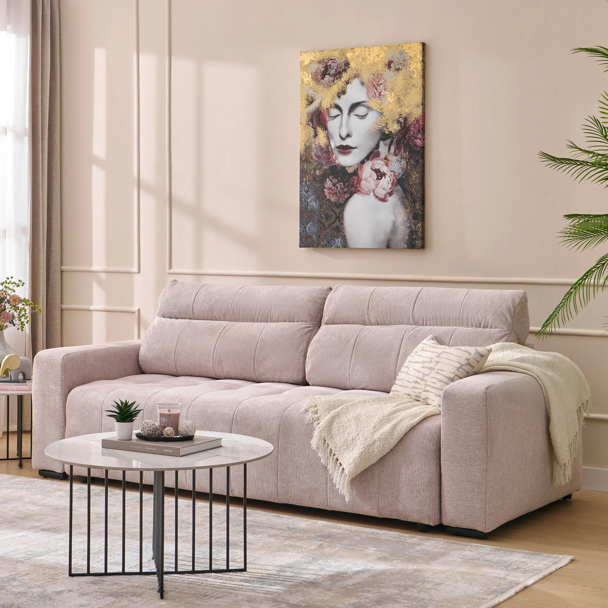 ALLYSON Canapea extensibilă, 3 locuri, stofă - Image 4