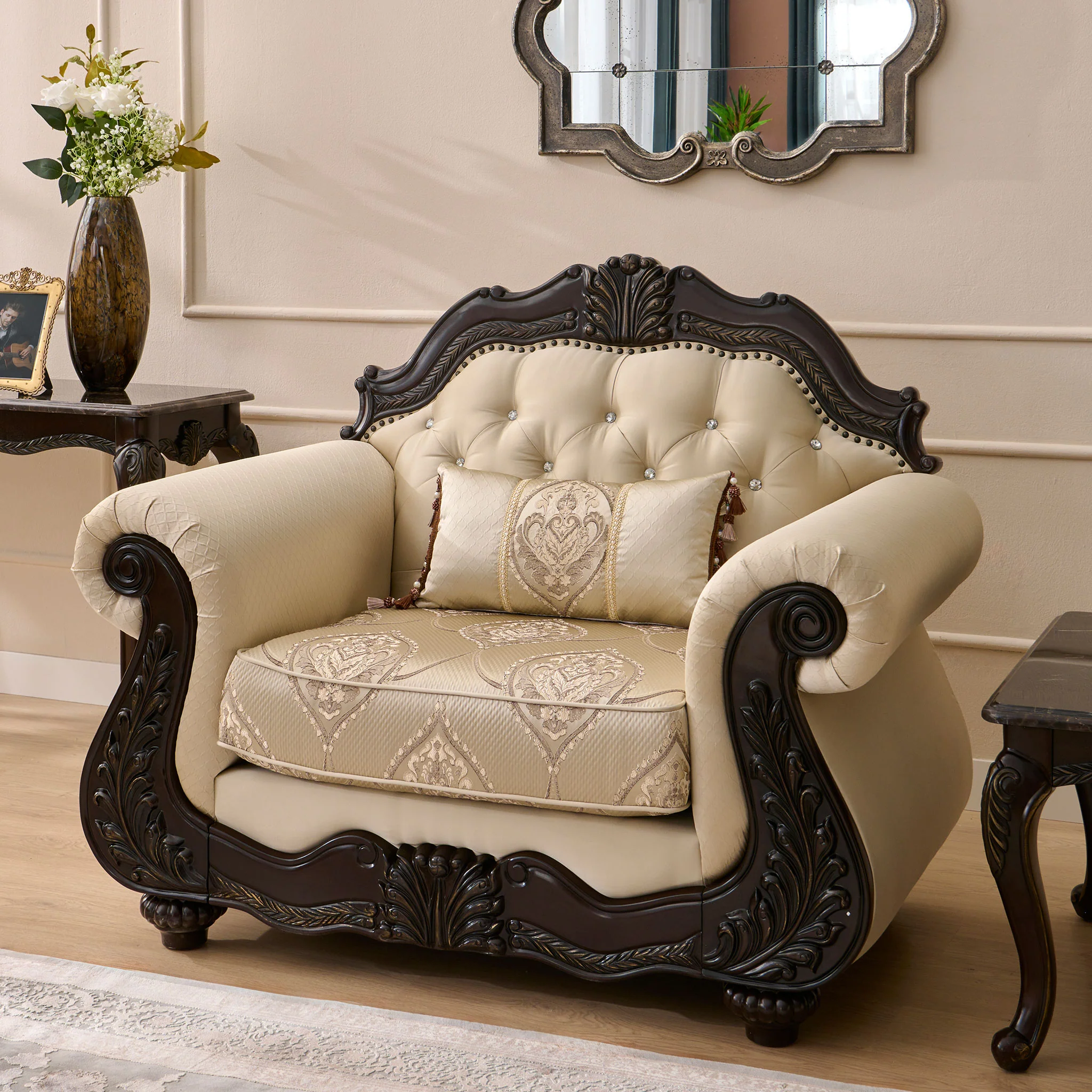 WINDSOR Fotoliu, 1 pernă decorativă inclusă, stofă - Image 2