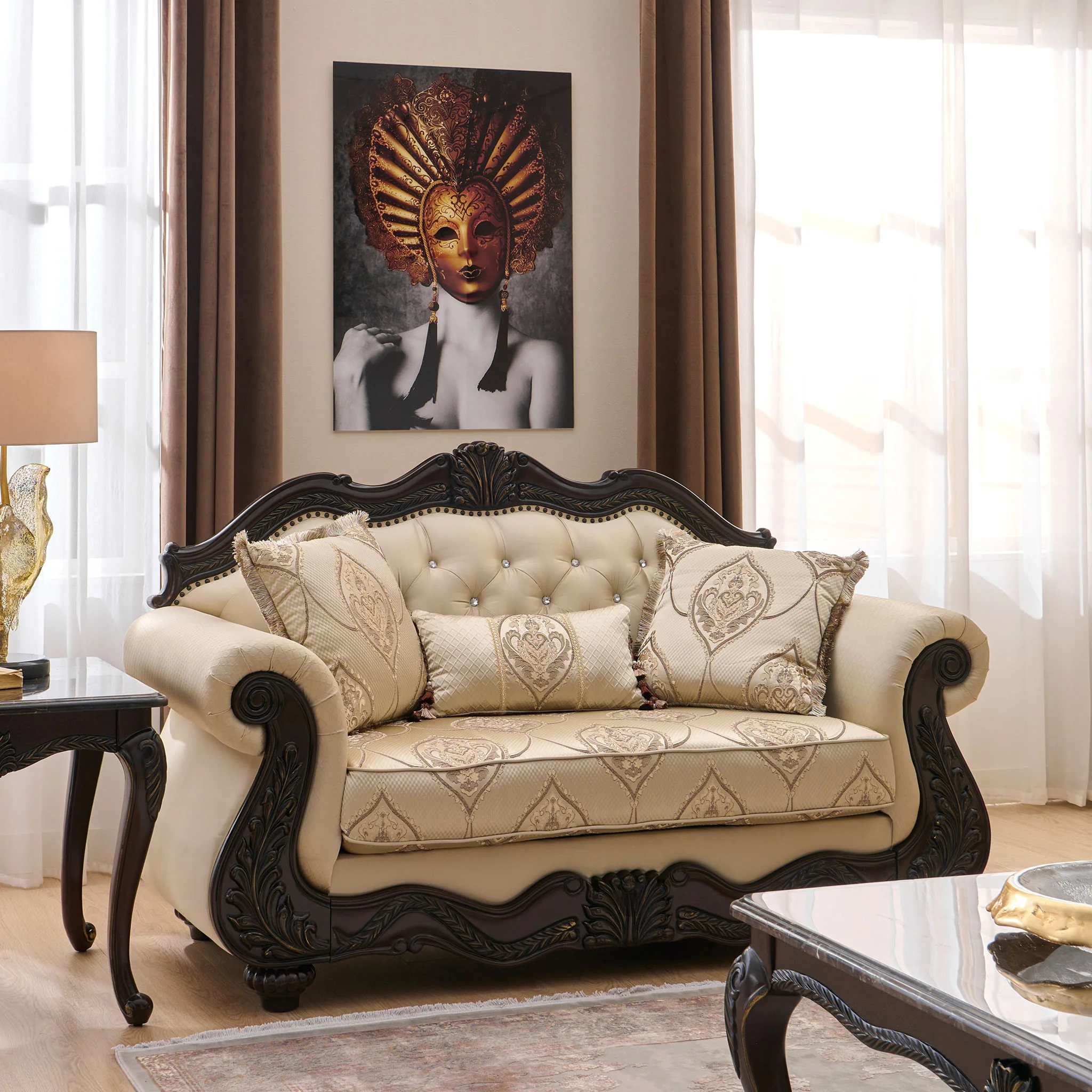 WINDSOR Canapea 2 locuri, 3 perne decorative incluse, stofă - Image 2