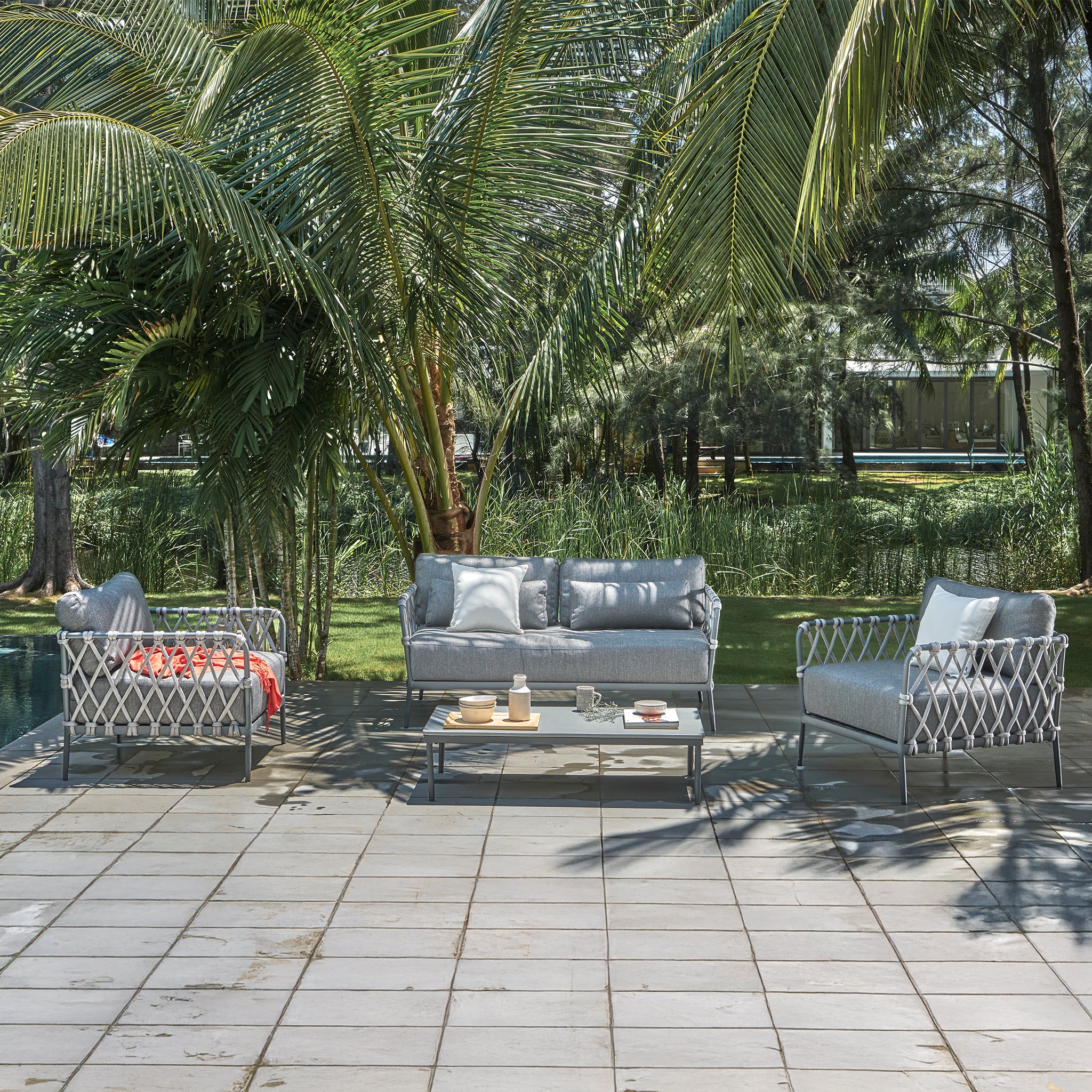 MARRAKESH Set mobilier terasă/grădină, 2 fotolii, canapea și măsuță - Image 2