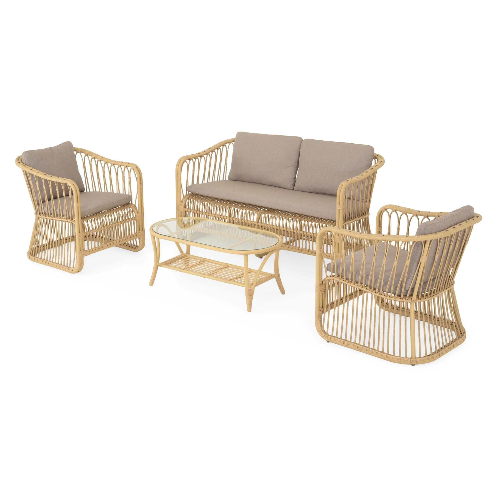 SURABAYA Set mobilier terasă/grădină, 2 fotolii, canapea și măsuță - Image 3