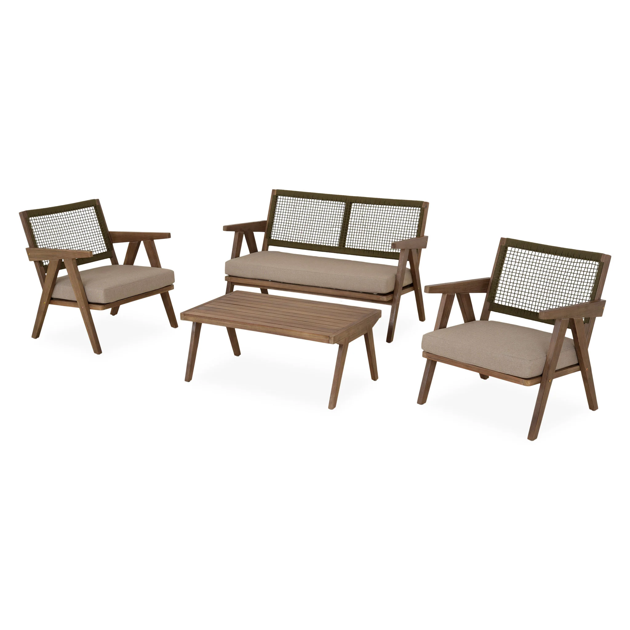 PERTH Set mobilier terasă/grădină, 2 fotolii, canapea și măsuță de cafea - Image 3