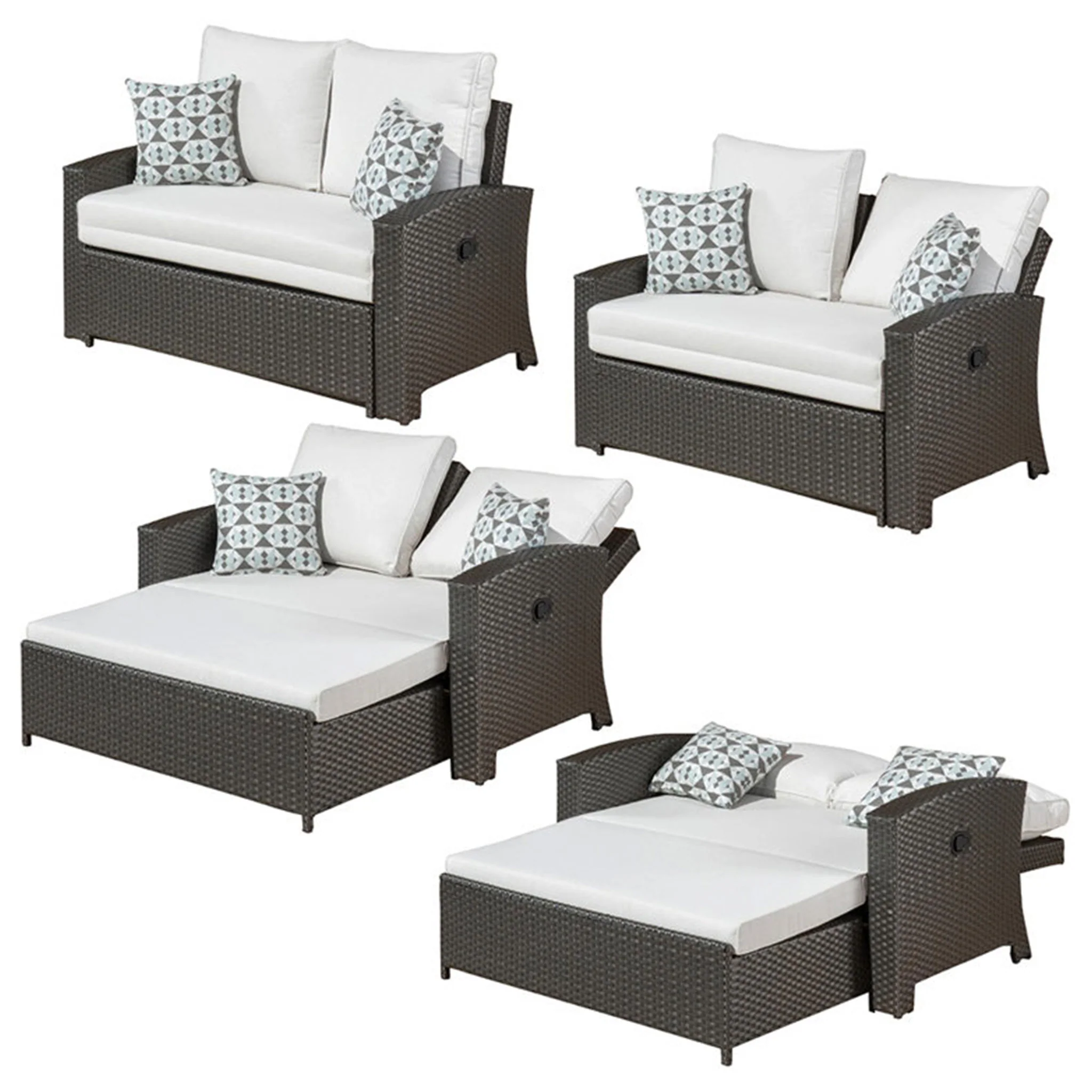 SIDNEY Set mobilier terasă/grădină, 2 fotolii recliner, canapea și 3 măsuțe - Image 4