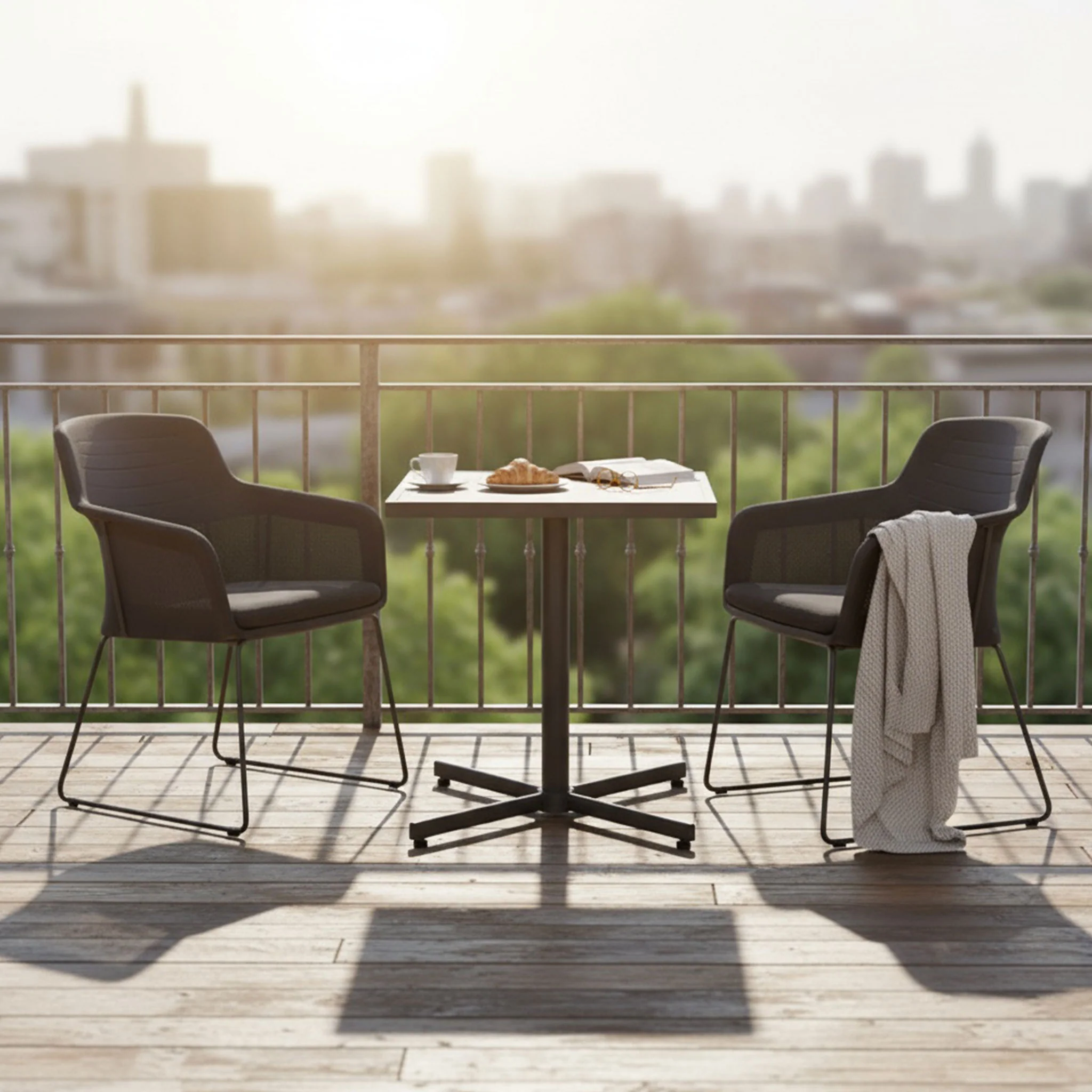 MOCHA/BEZIER Set mobilier terasă/grădină, 2 scaune și masă - Image 2