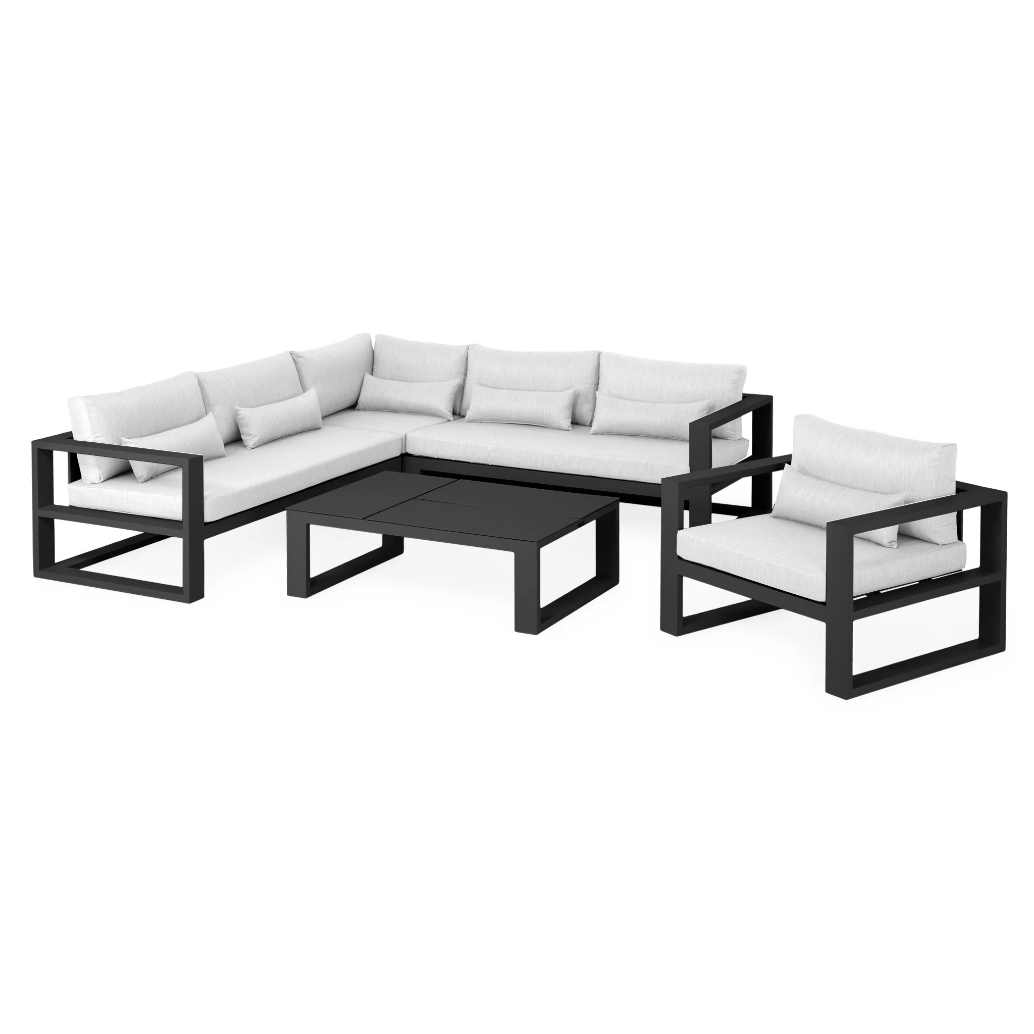 FERMO Set mobilier terasă/grădină, 2 canapele, fotoliu, element colț și masă - Image 3