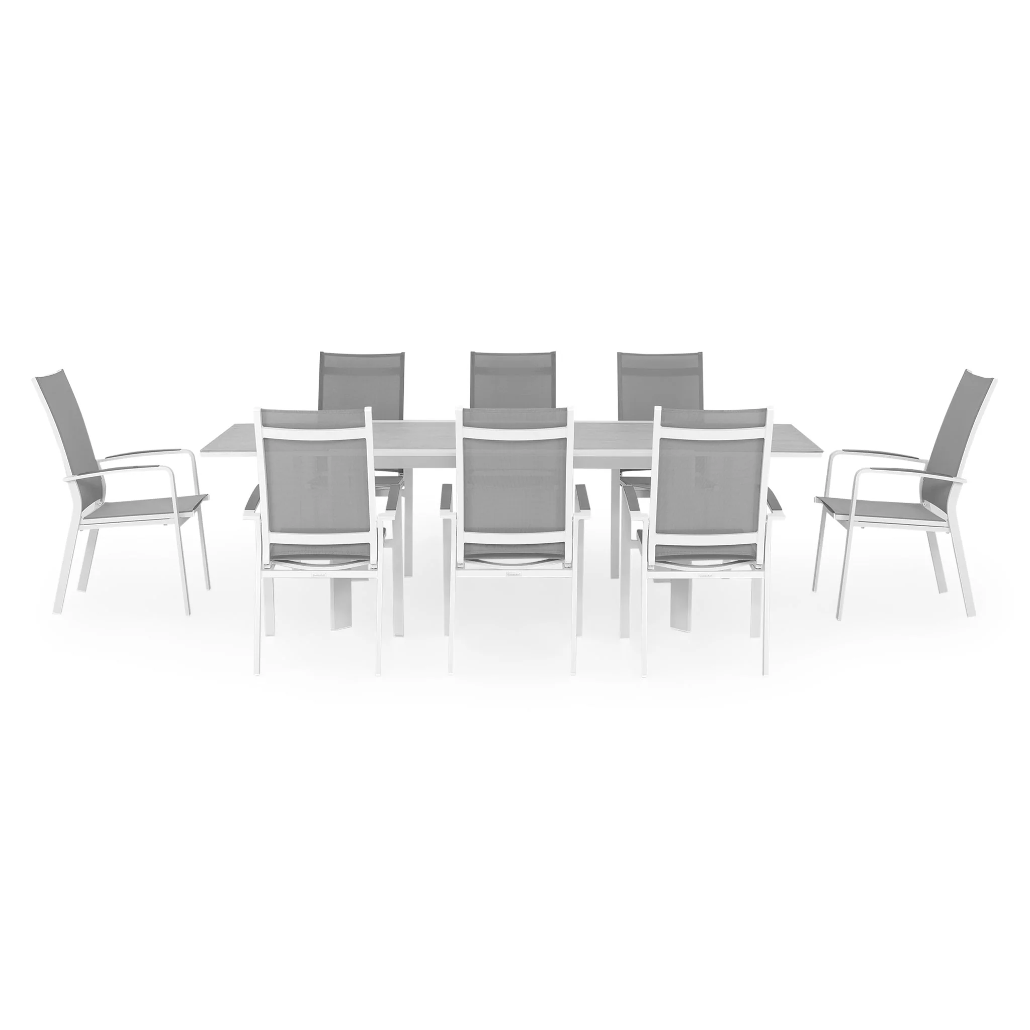 CERAMIC Set mobilier terasă/grădină, 8 scaune cu spătar reglabil și masă extensibilă - Image 5