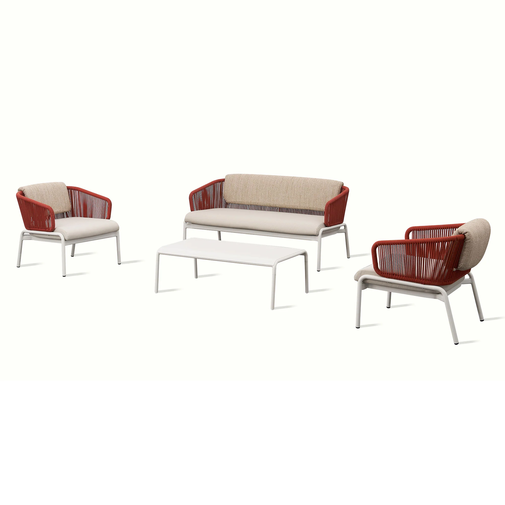 SLEEK Set mobilier terasă/grădină, 2 fotolii, canapea și măsuță