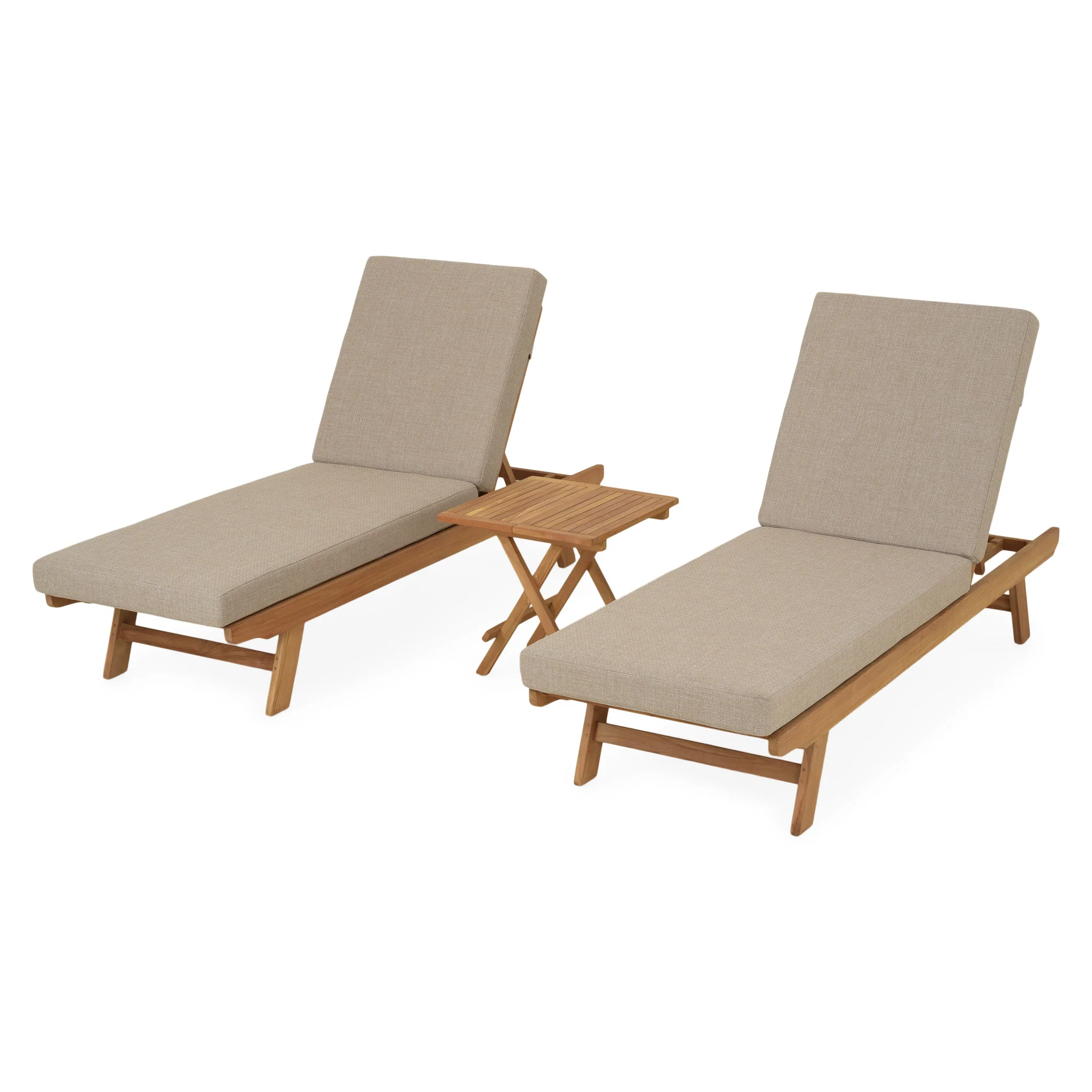 LUXOR Set mobilier terasă/grădină, 2 șezlonguri și măsuță - Image 2