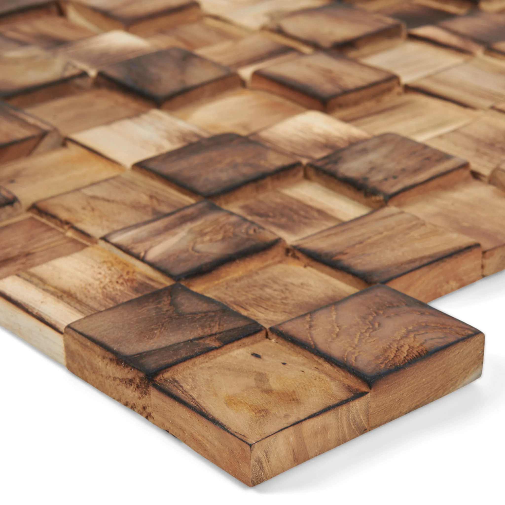 WOOD DECOR Set 10 panouri perete Burnt Cubes - Image 5