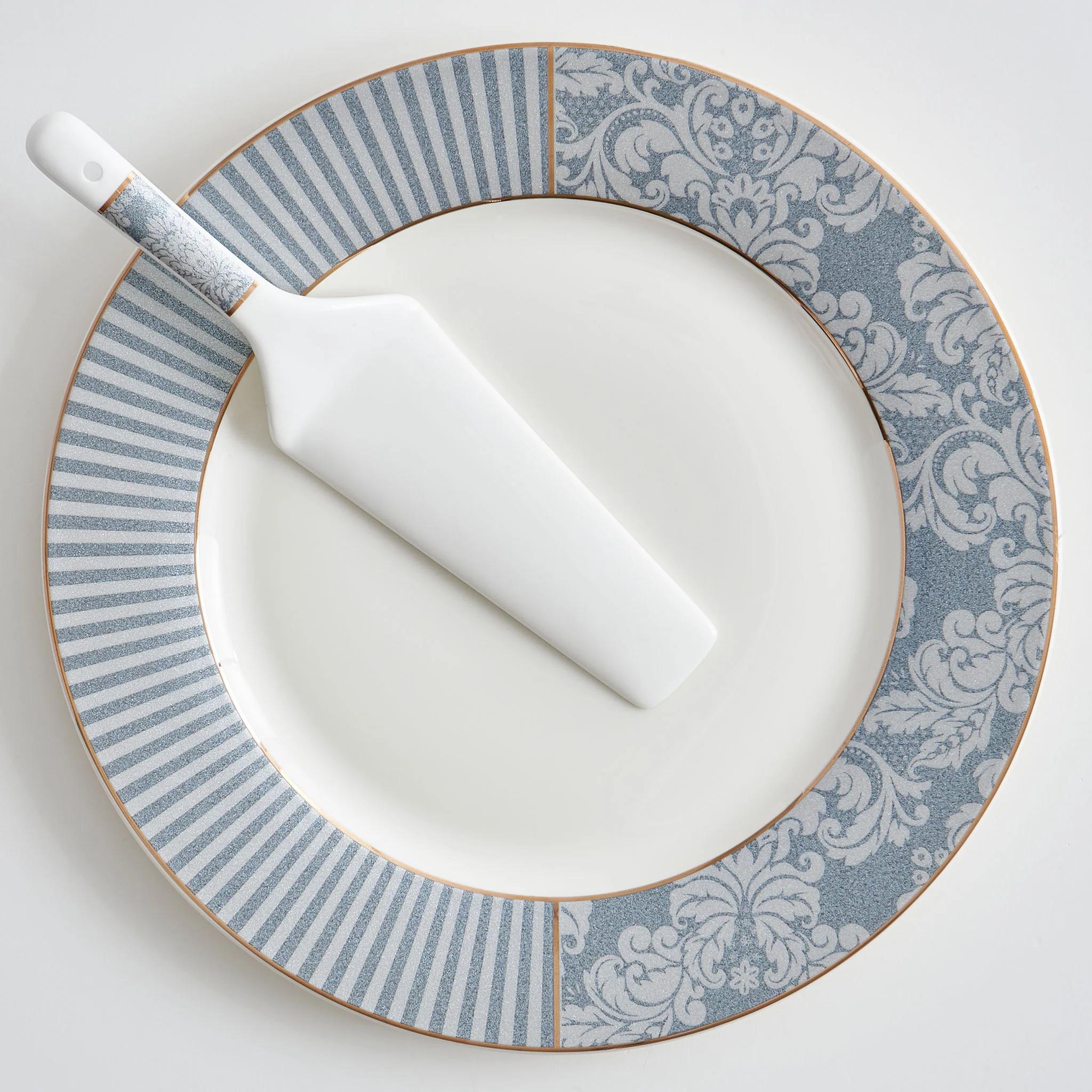 DAMASK Set platou cu paletă tort, porțelan