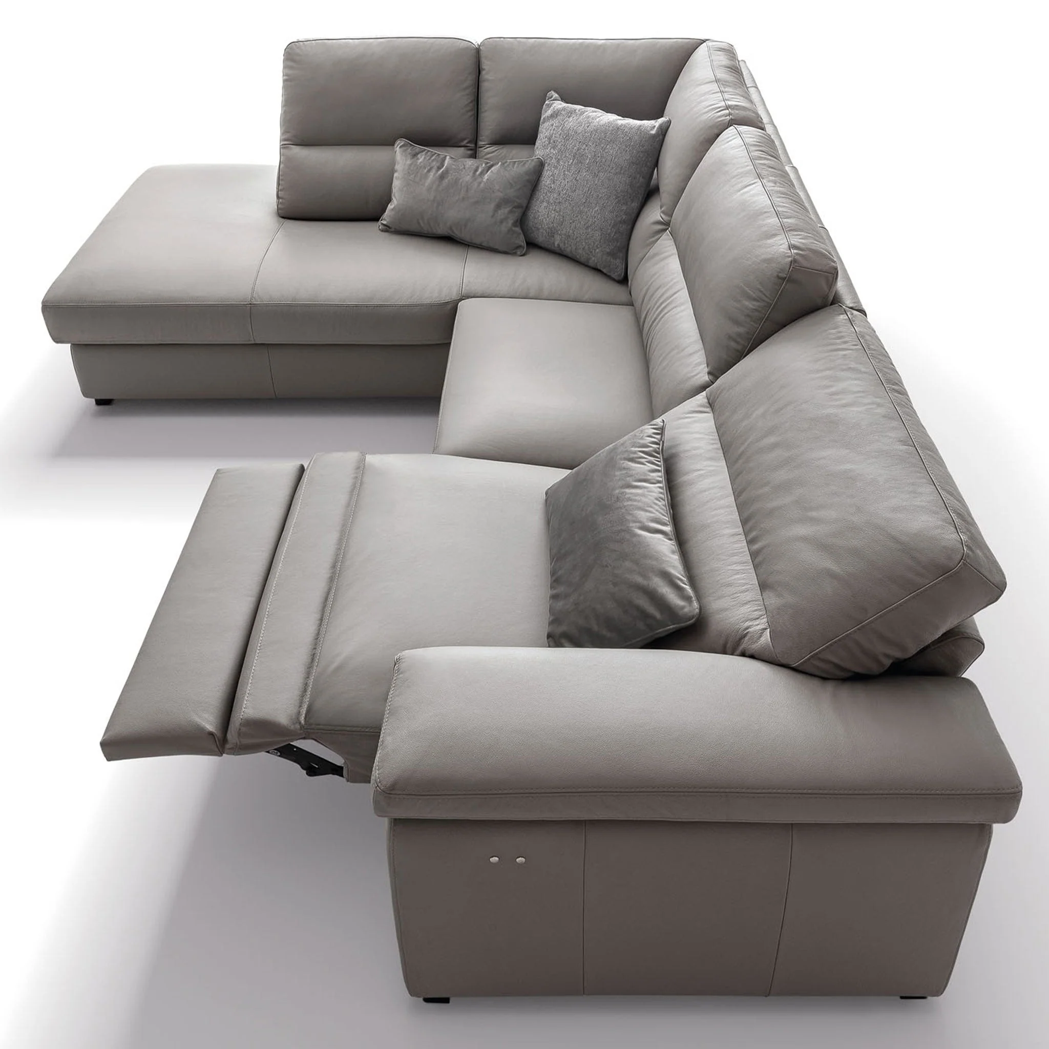 FRESNER Colțar cu șezlong stânga/dreapta, recliner electric, piele - Image 5