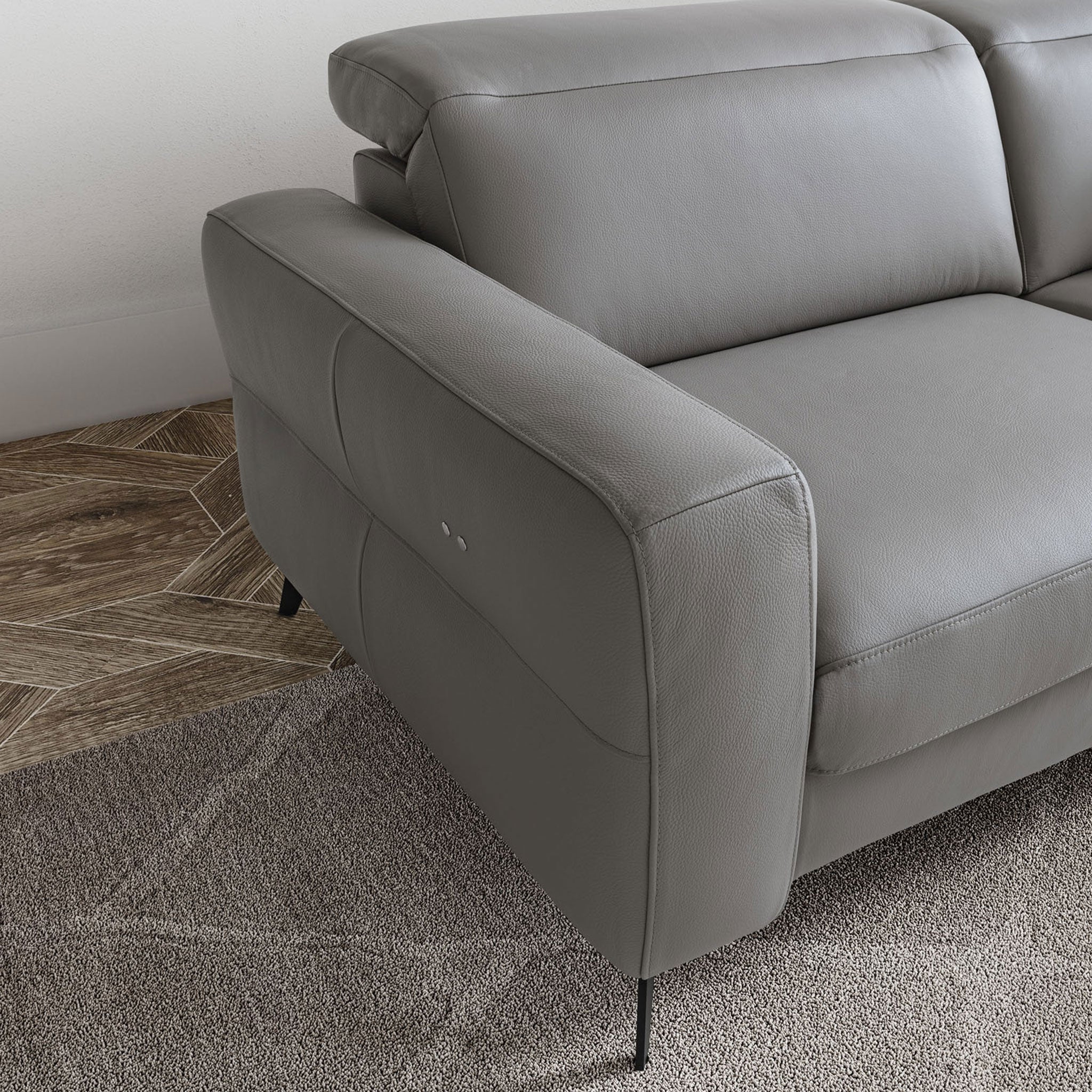 LANESTER Canapea 3 locuri, 1 recliner electric și mecanism tetieră, piele - Image 3