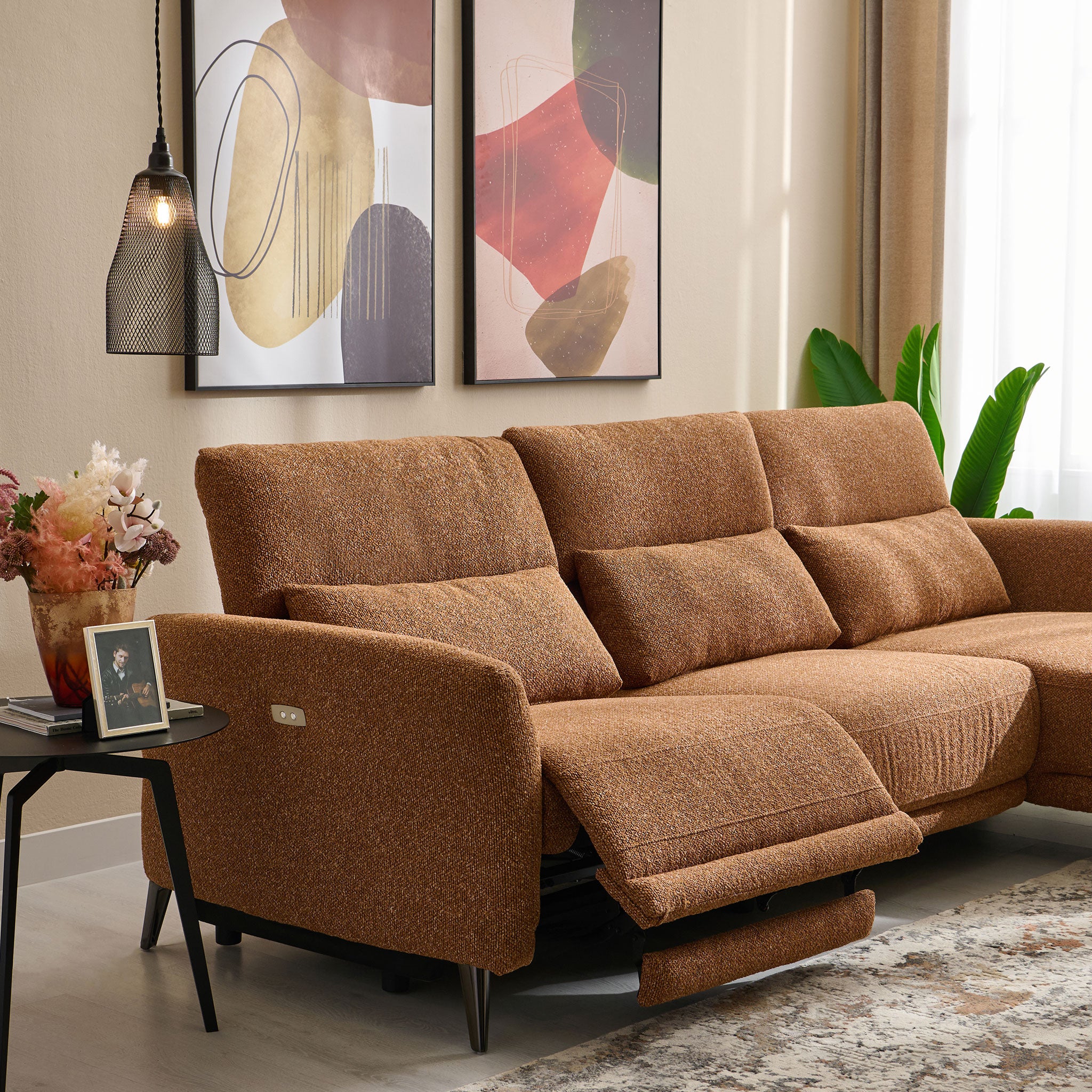 GRACEVILLE Colțar cu șezlong stânga/dreapta, 1 recliner electric, stofă - Image 32