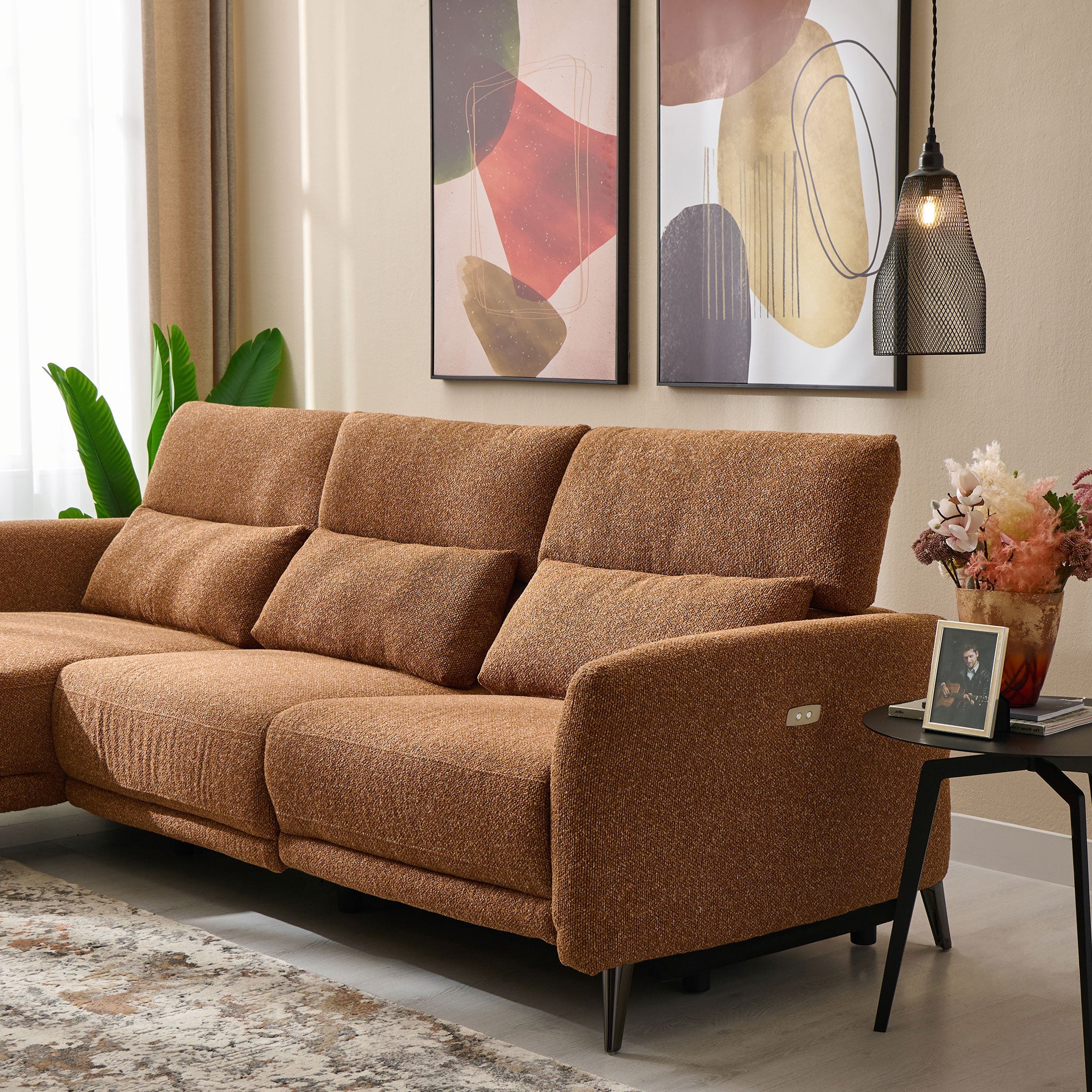 GRACEVILLE Colțar cu șezlong stânga/dreapta, 1 recliner electric, stofă - Image 8