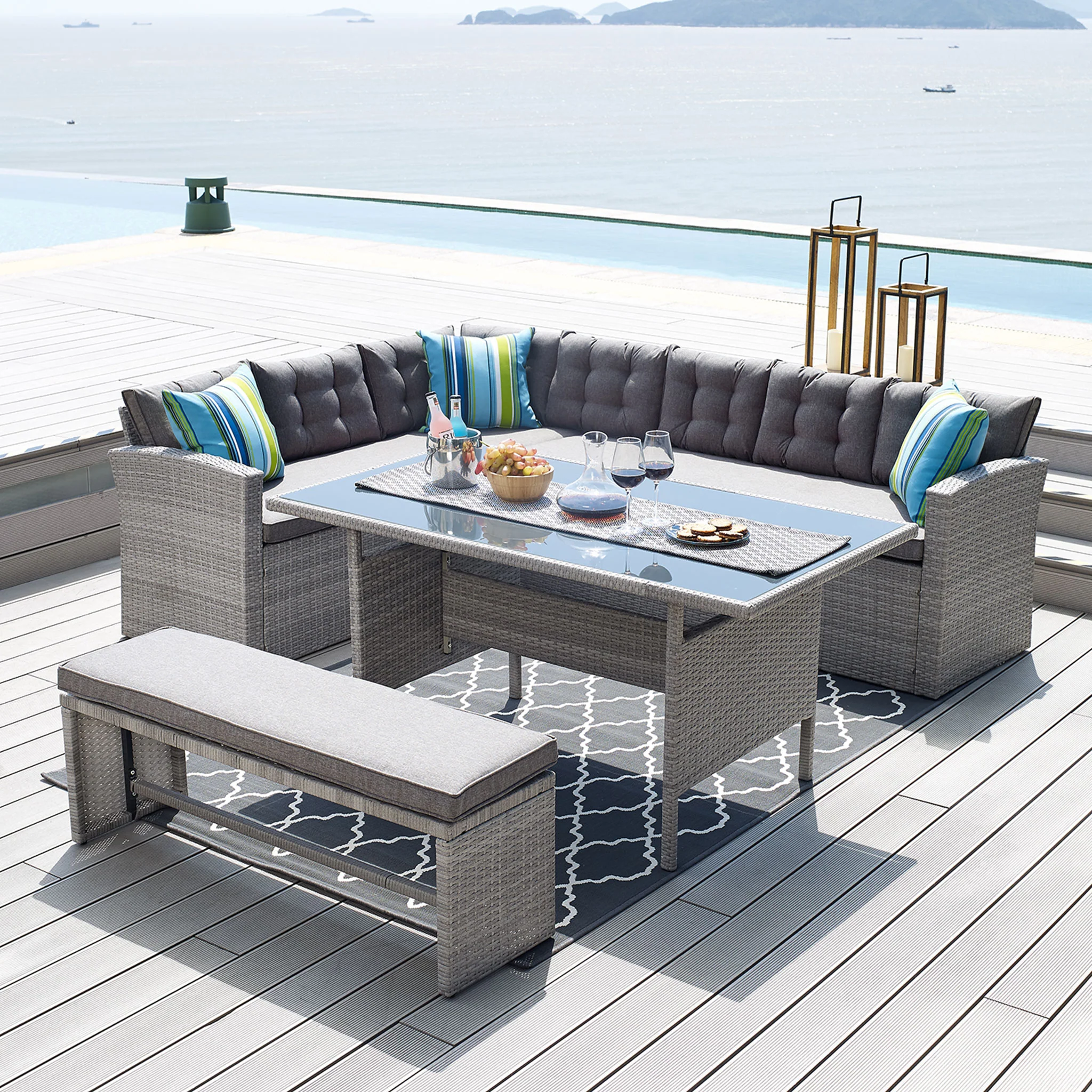 LAGUNA Set mobilier terasă/grădină, 2 canapele, taburet și masă - Image 2