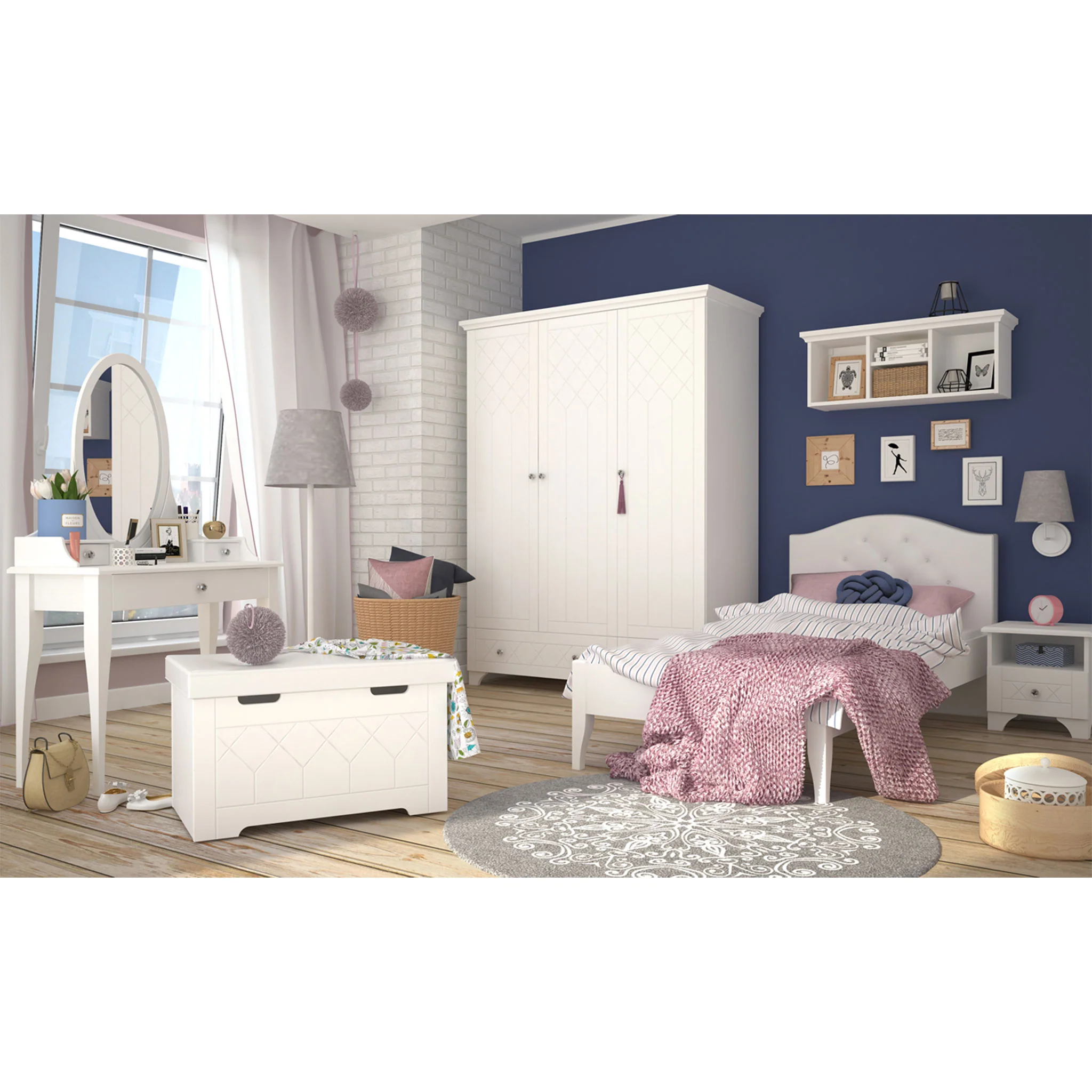 ROYAL WHITE Noptieră copii, 1 sertar - Image 6