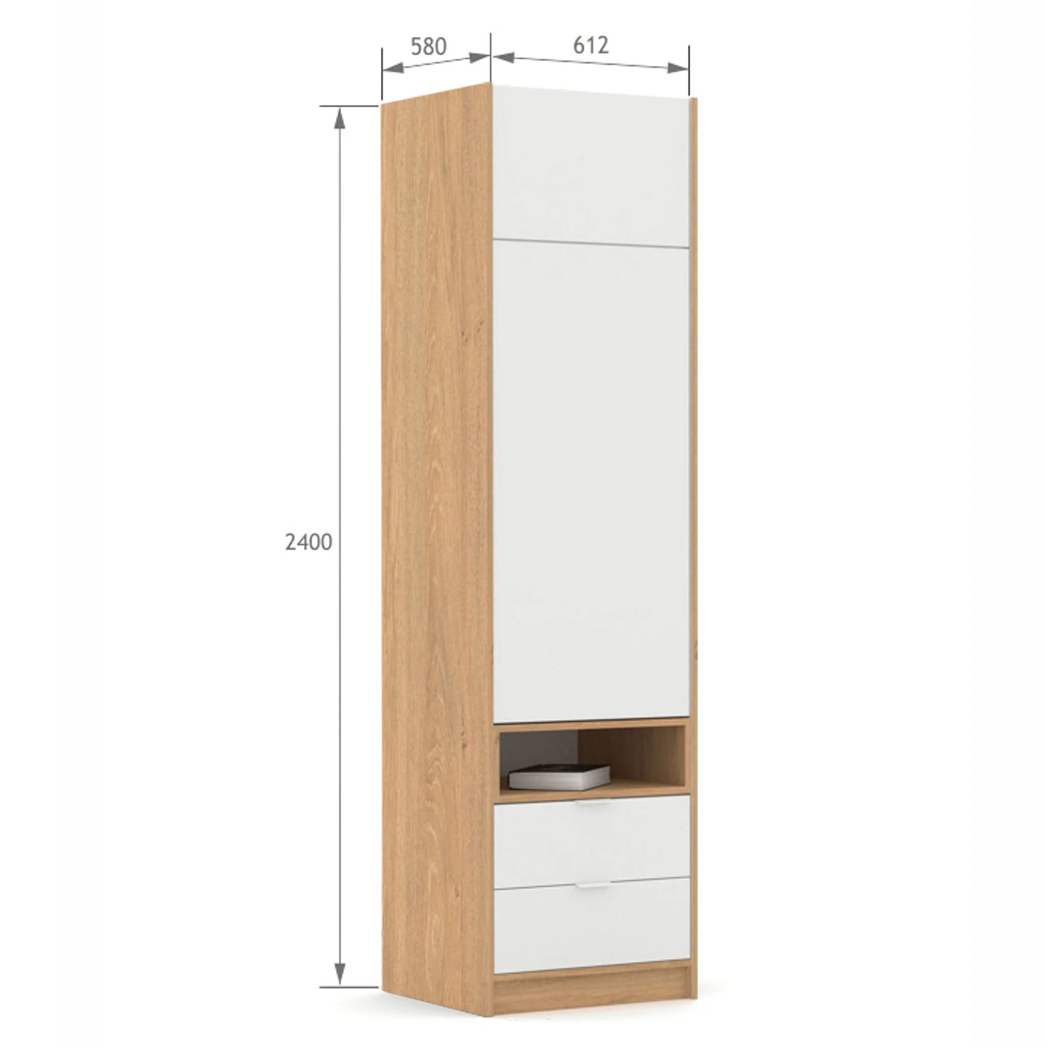 MODE WHITE Dulap înalt copii, 1 ușă, 2 sertare - Image 3