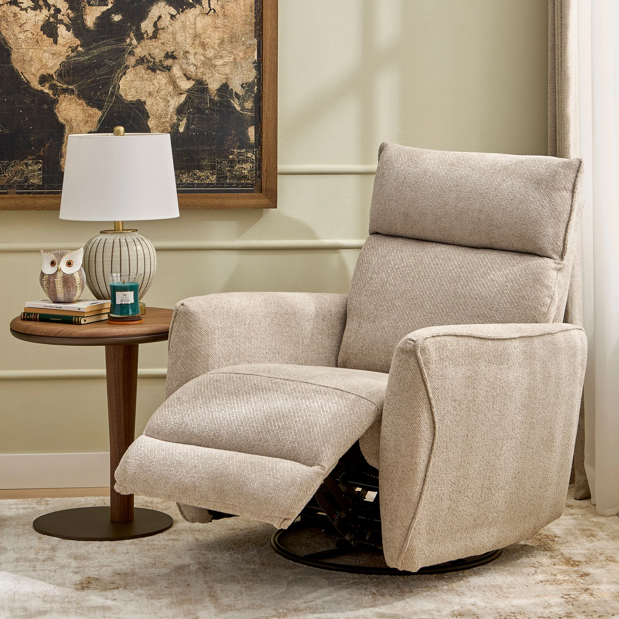 KERSEY Fotoliu rotativ, recliner manual, stofă - Image 40