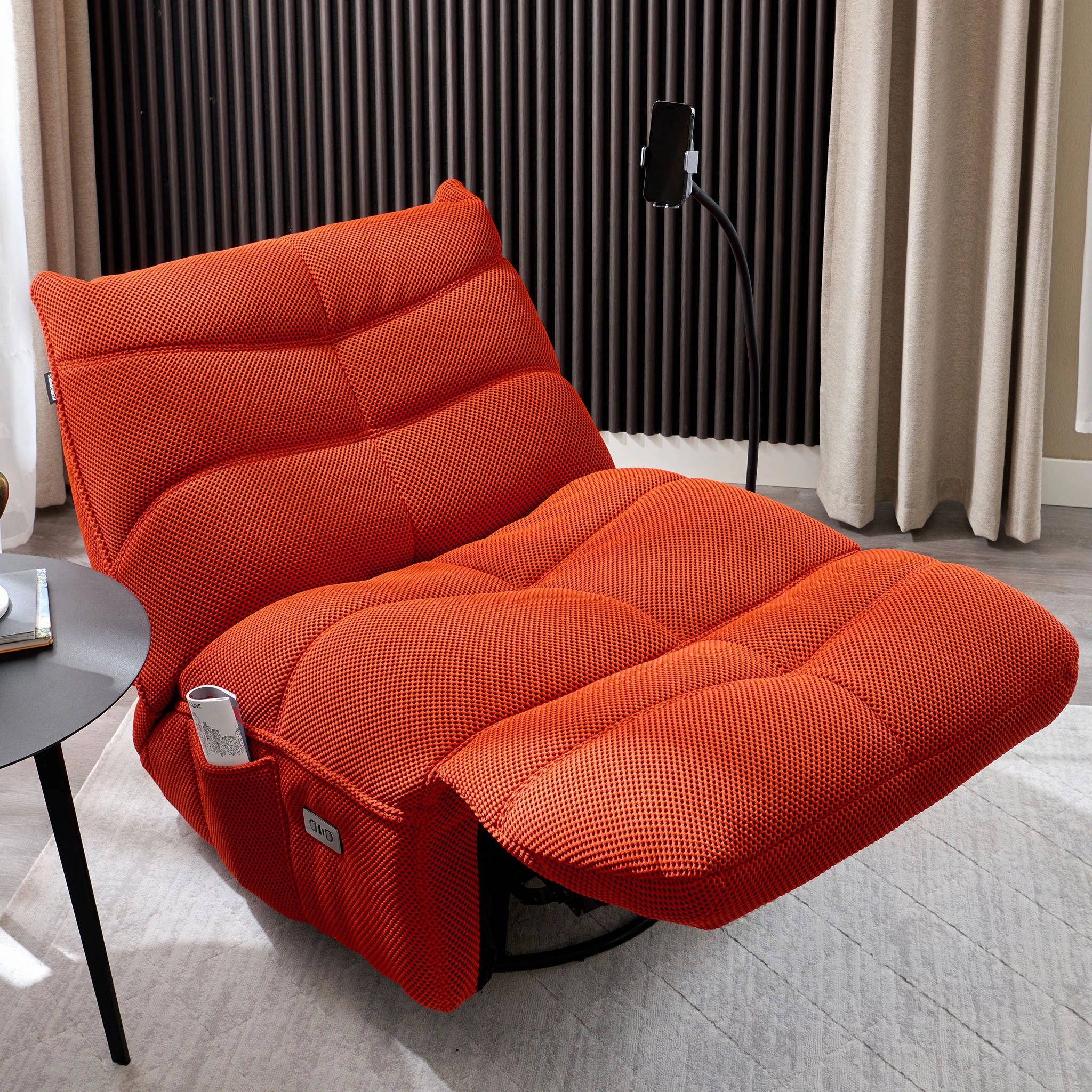 OPTIMUS Fotoliu rotativ cu recliner electric, USB, suport telefon, stofă - Image 41