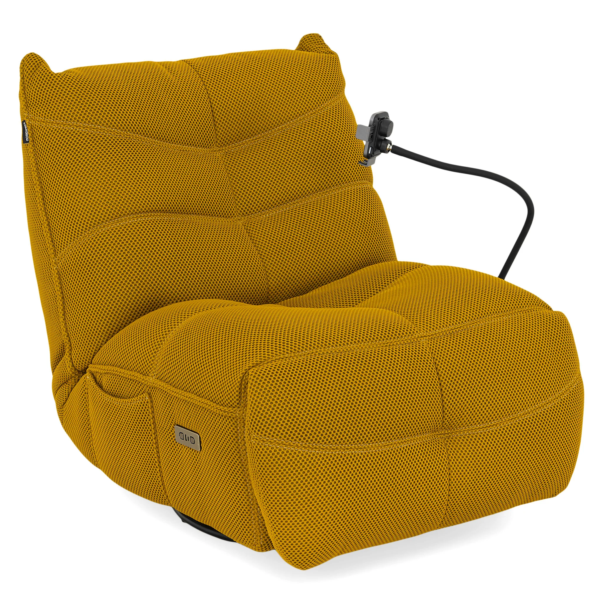 OPTIMUS Fotoliu rotativ cu recliner electric, USB, suport telefon, stofă - Image 5