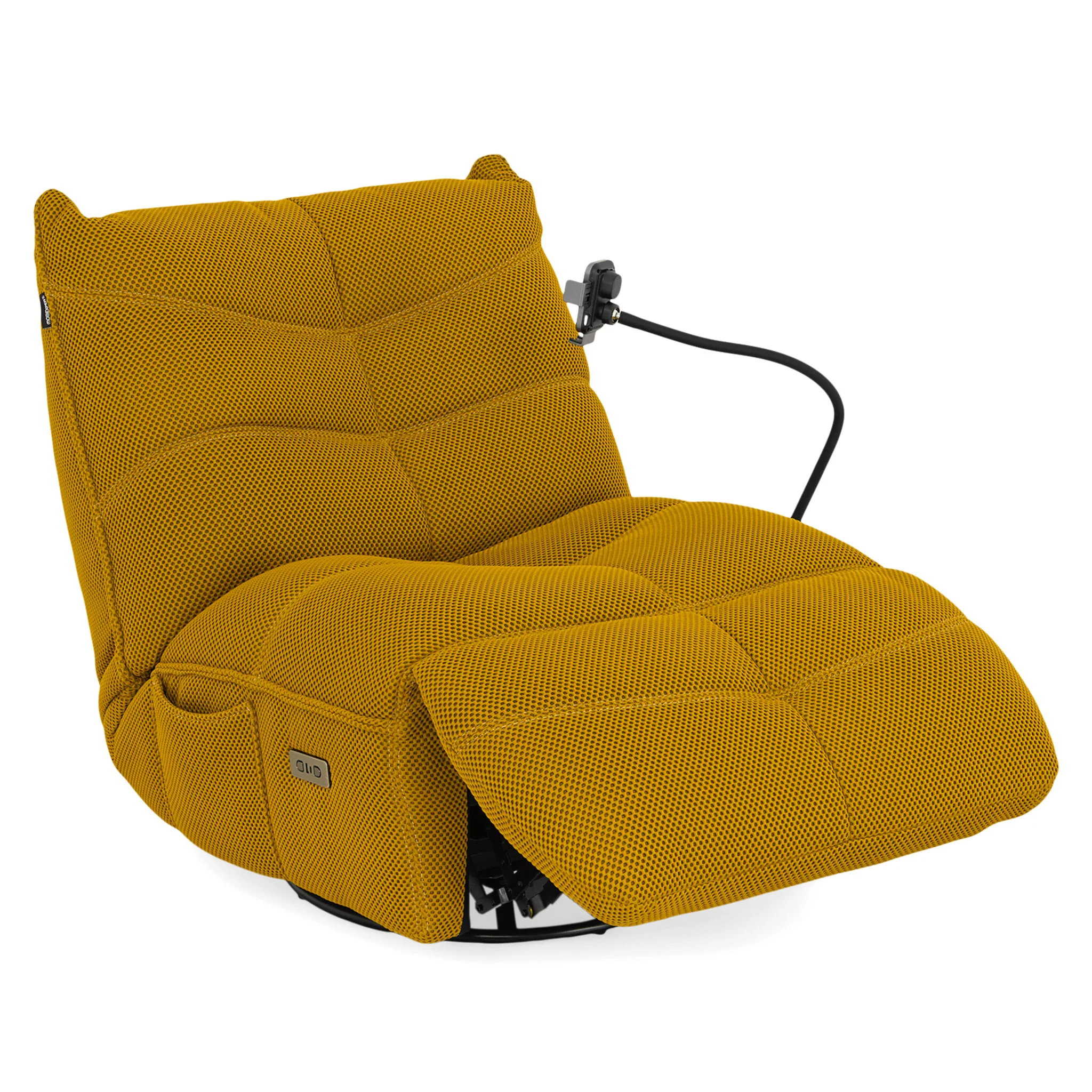OPTIMUS Fotoliu rotativ cu recliner electric, USB, suport telefon, stofă - Image 7
