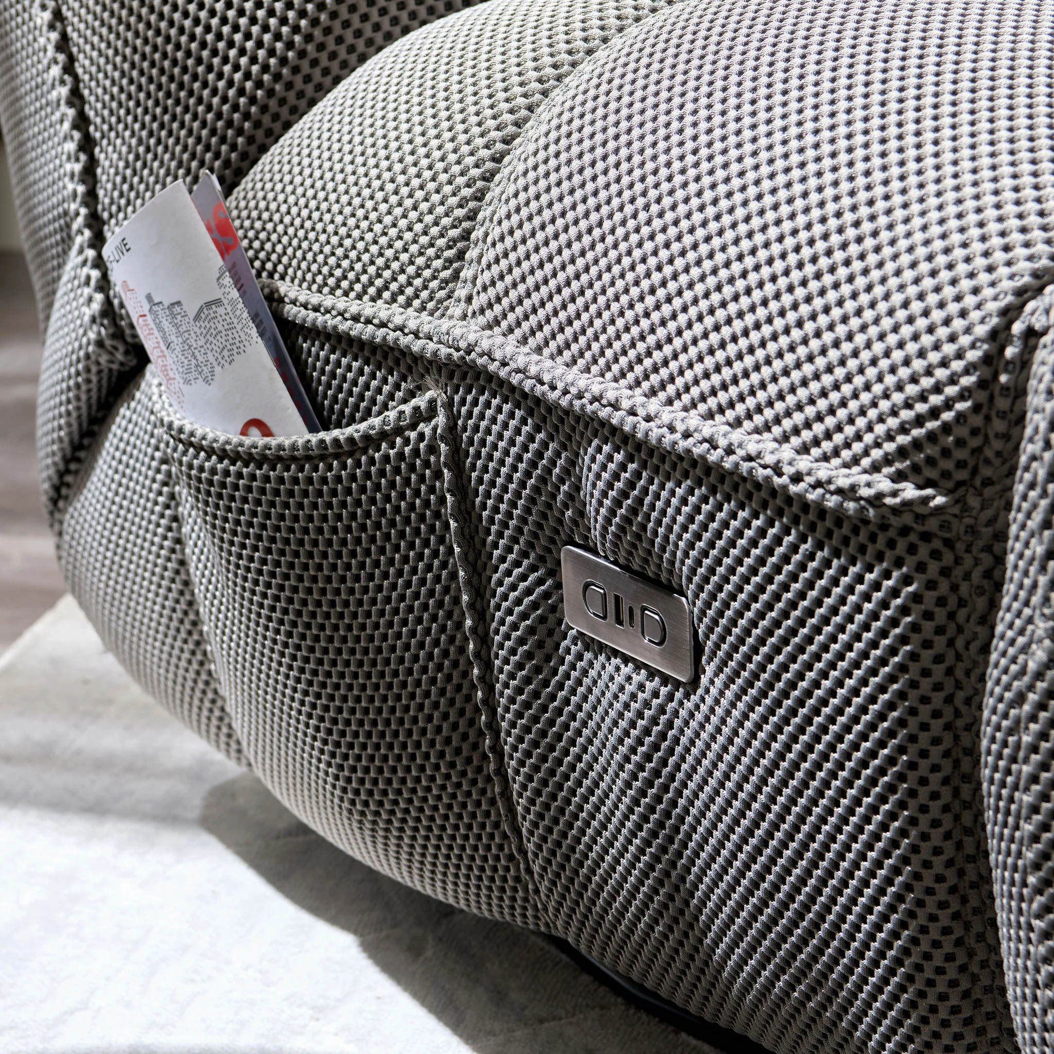 OPTIMUS Fotoliu rotativ cu recliner electric, USB, suport telefon, stofă - Image 77