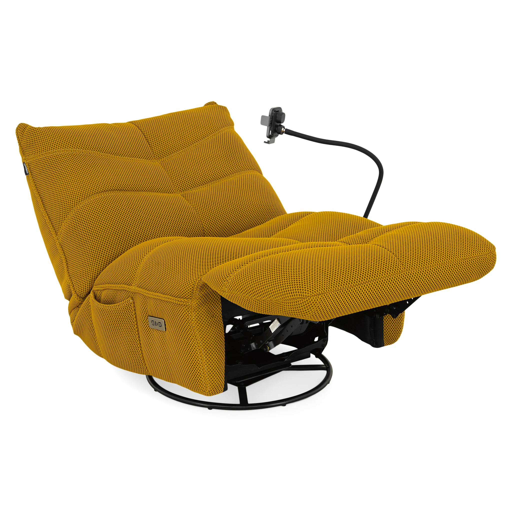 OPTIMUS Fotoliu rotativ cu recliner electric, USB, suport telefon, stofă - Image 9