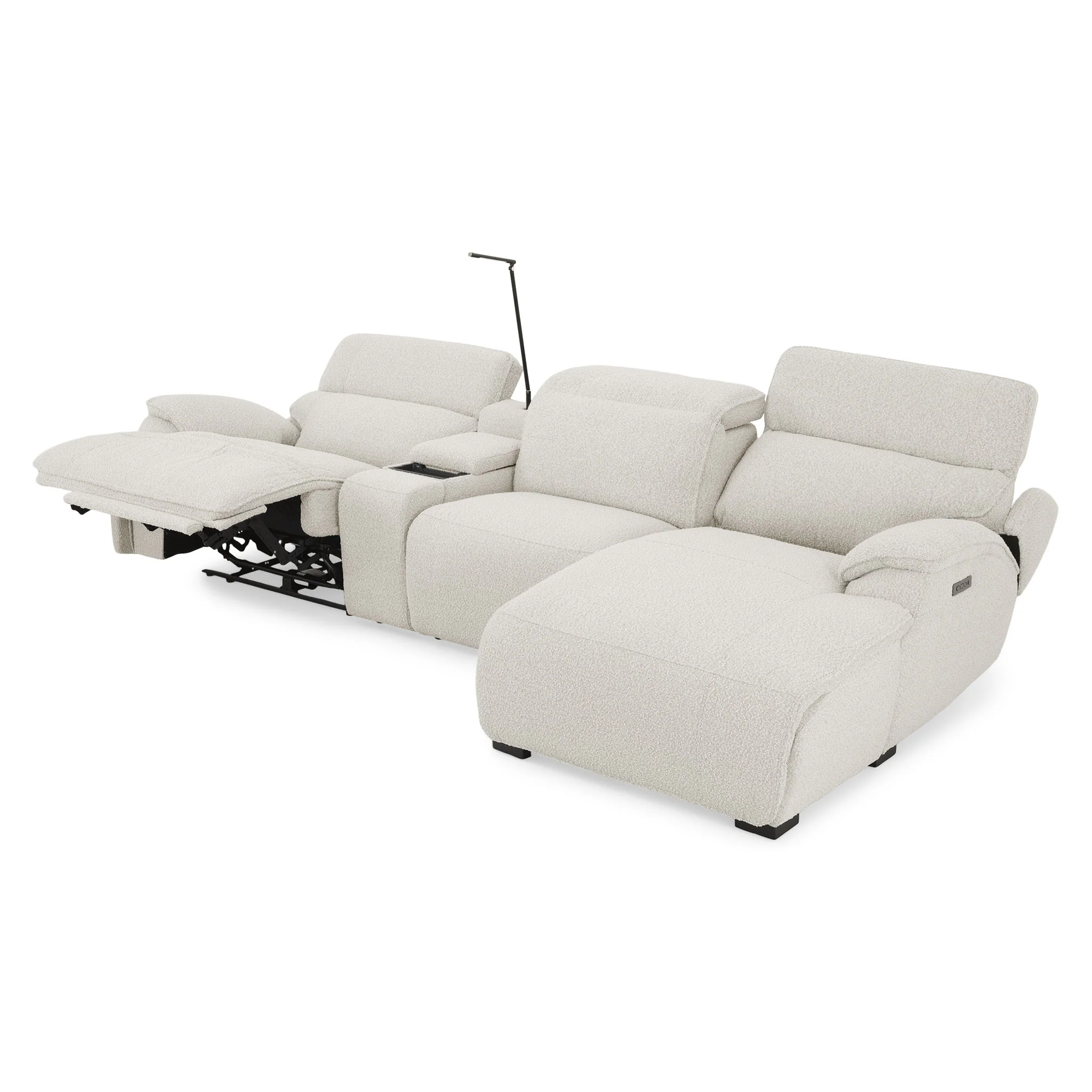 ELDORA Colțar cu sezlong stânga/dreapta, 1 recliner electric, mecanism tetiere, consolă, stofă - Image 13