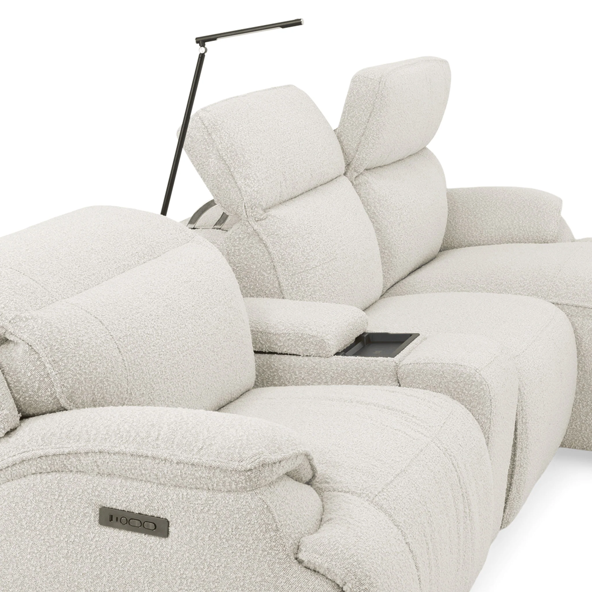 ELDORA Colțar cu sezlong stânga/dreapta, 1 recliner electric, mecanism tetiere, consolă, stofă - Image 31