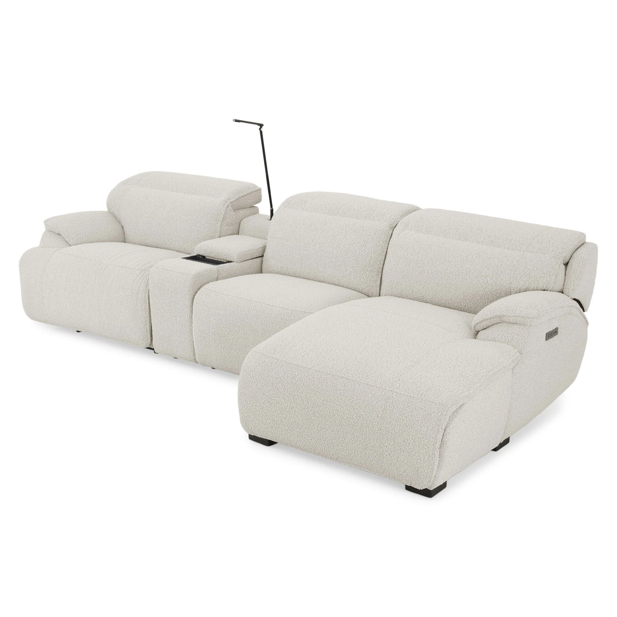 ELDORA Colțar cu sezlong stânga/dreapta, 1 recliner electric, mecanism tetiere, consolă, stofă - Image 9