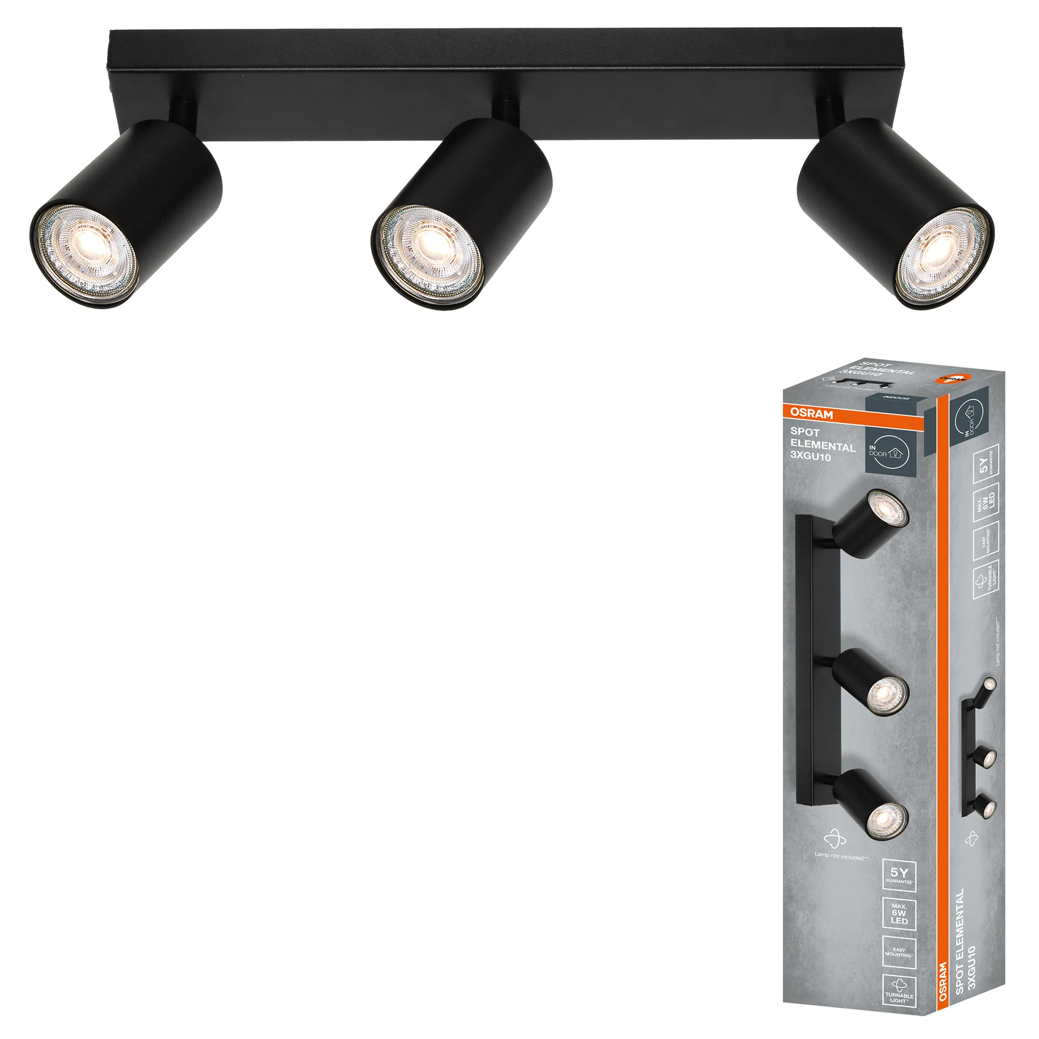 ELEMENTAL Plafonieră 3x6W GU10 - Image 3