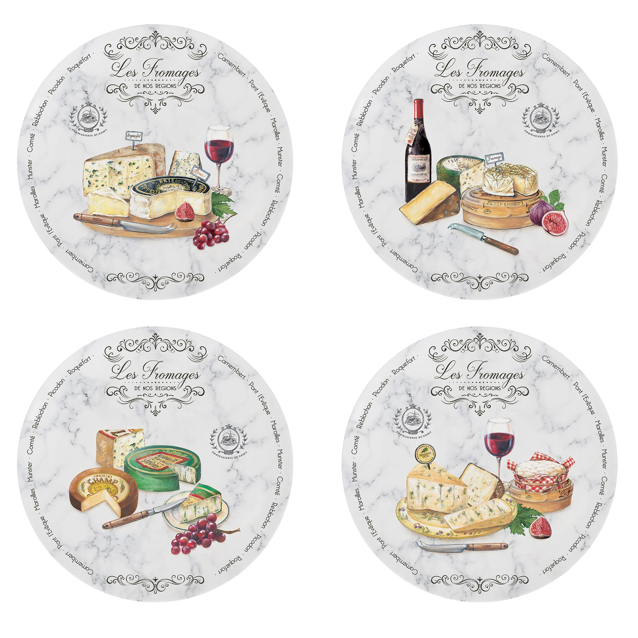 LES FROMAGES Set 4 farfurii, porțelan, D.19cm - Image 8