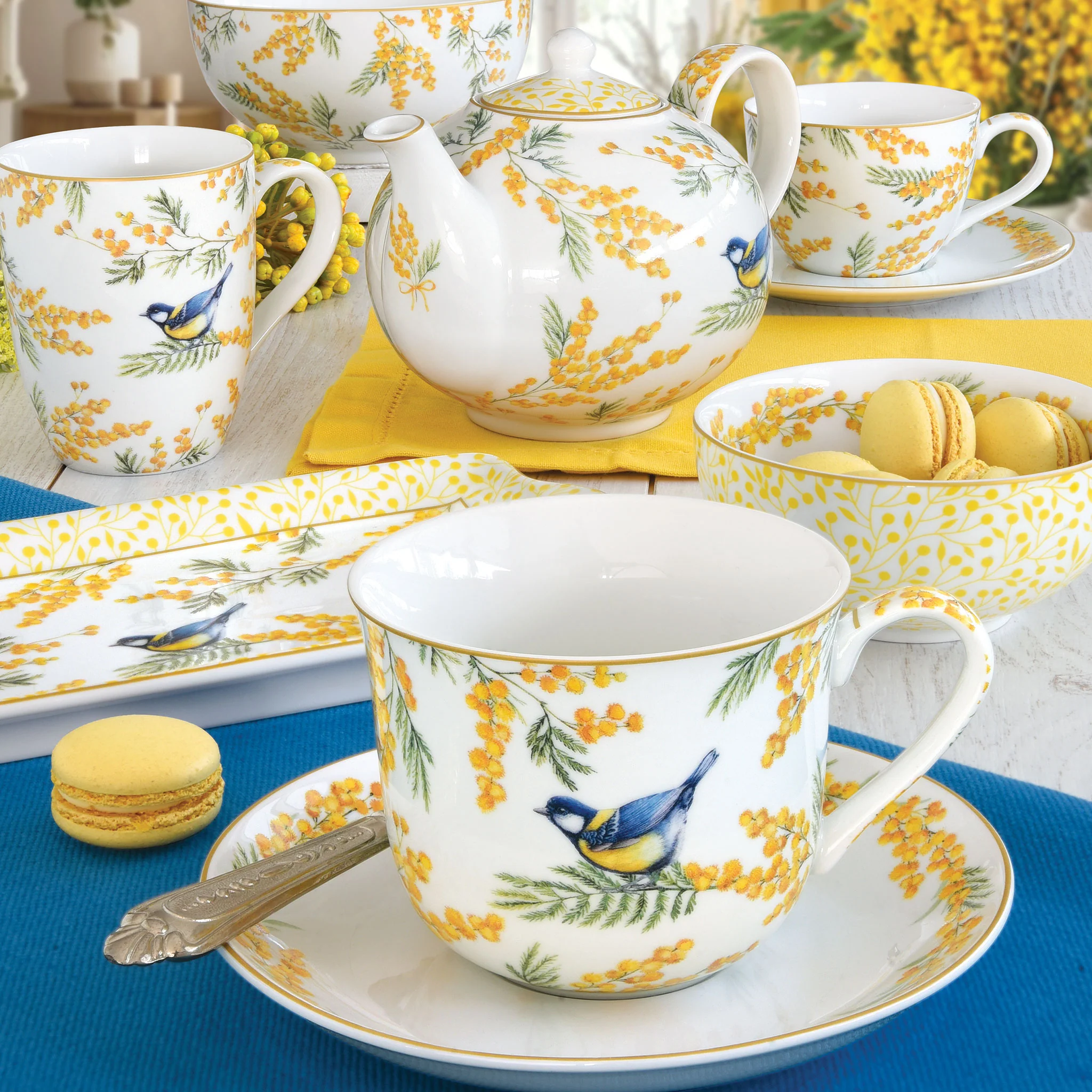 MIMOSA Set 2 cești și farfurioare, porțelan, 240ml - Image 2