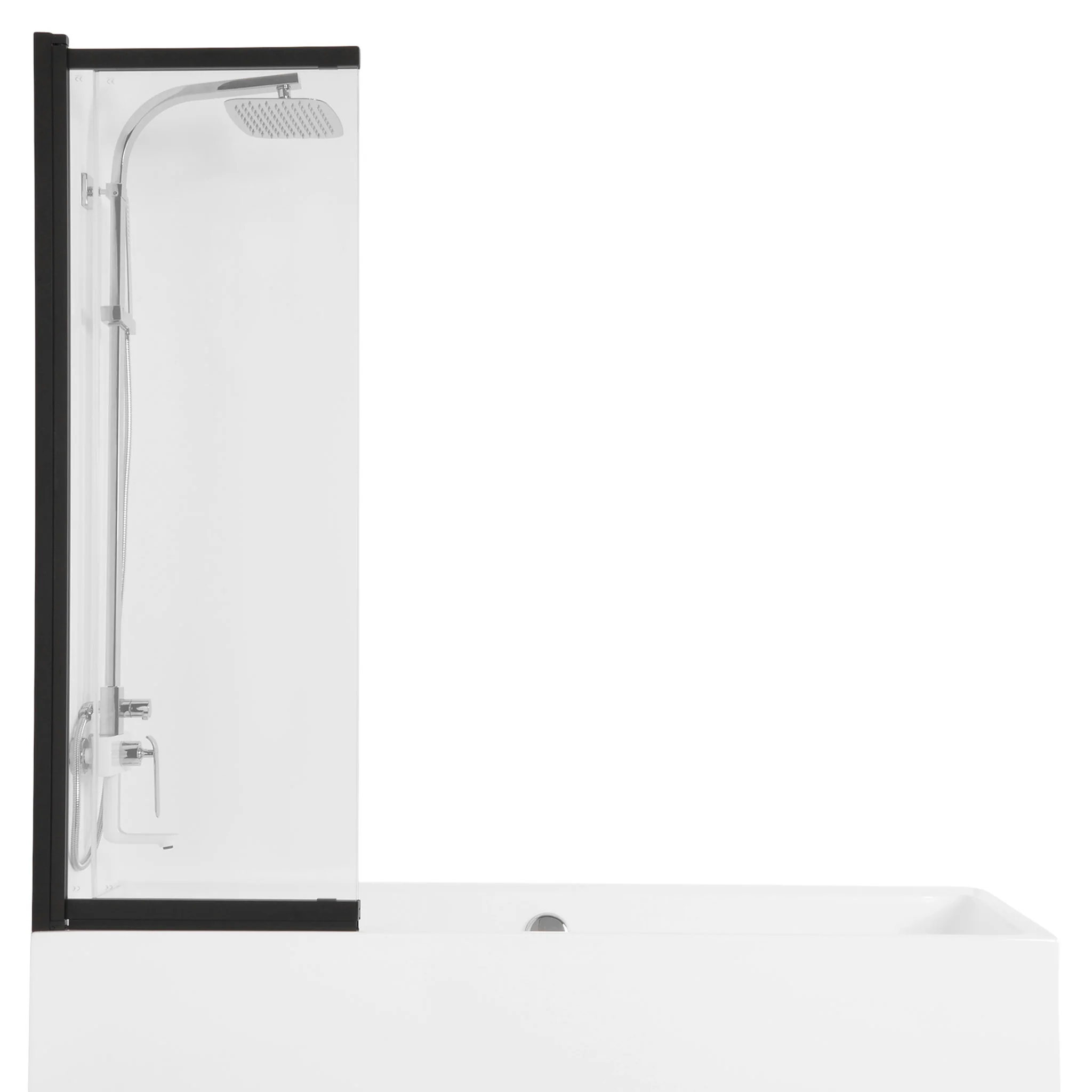 SOLVA Paravan cadă, 90x150cm, 2 elemente, sticlă clară - Image 12